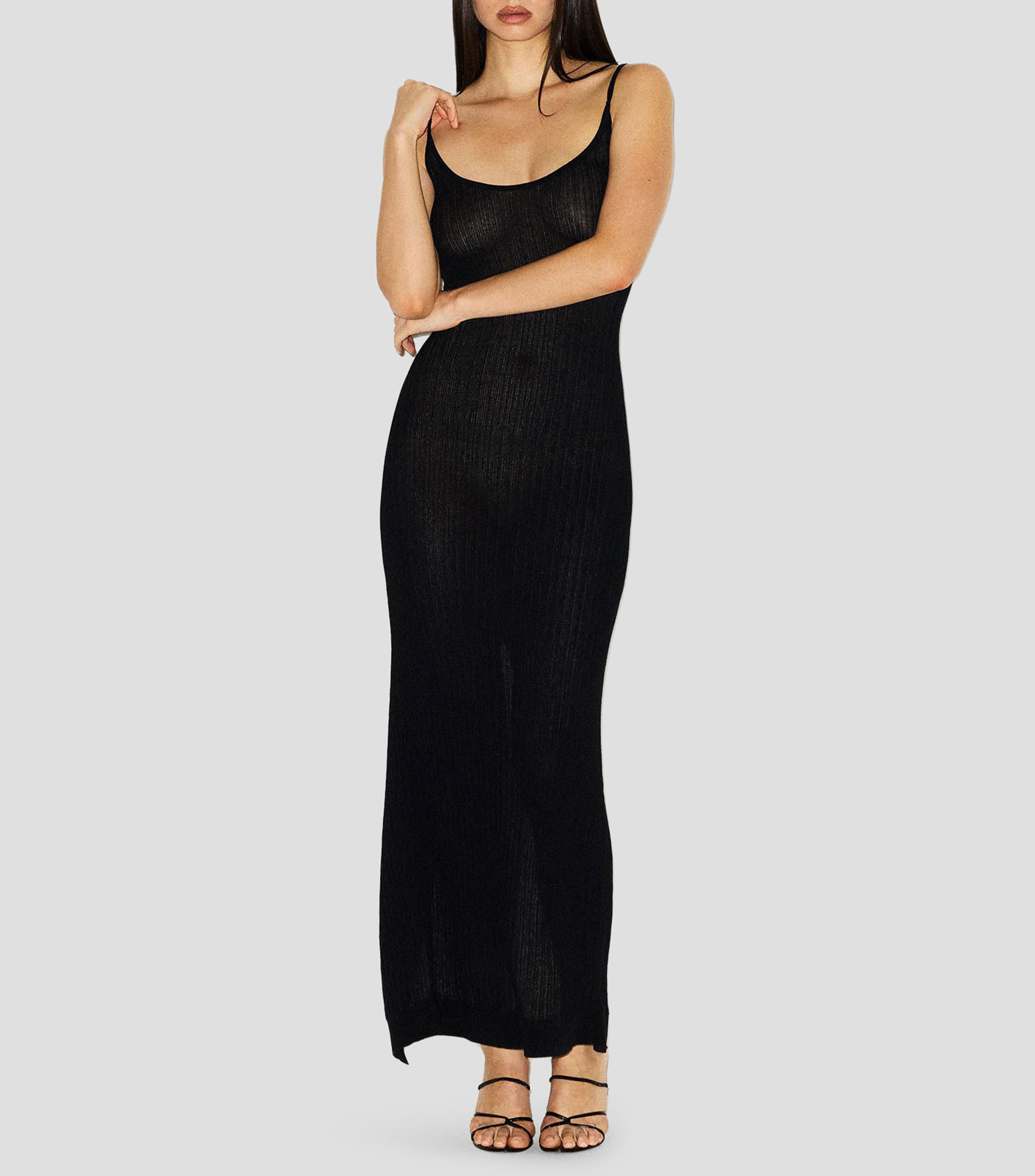 Vestido midi liso Mujer