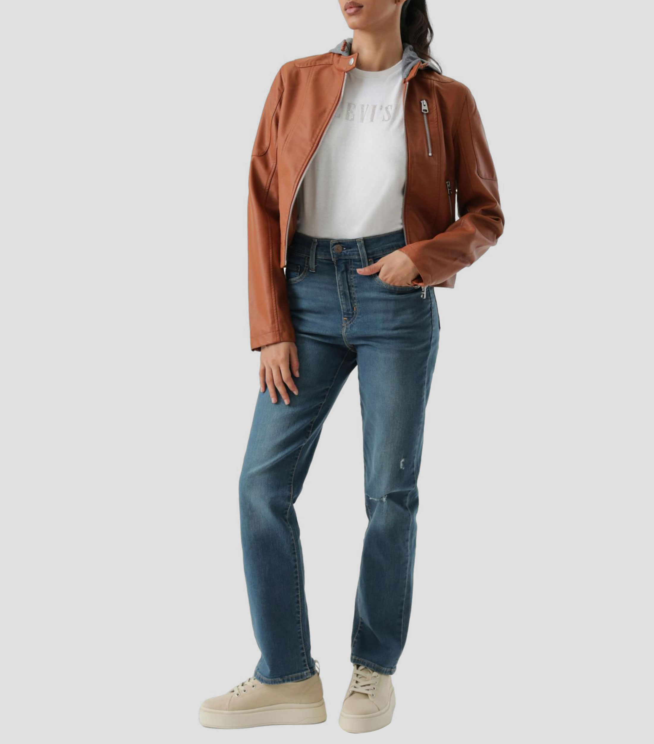 Chamarra biker con capucha Mujer
