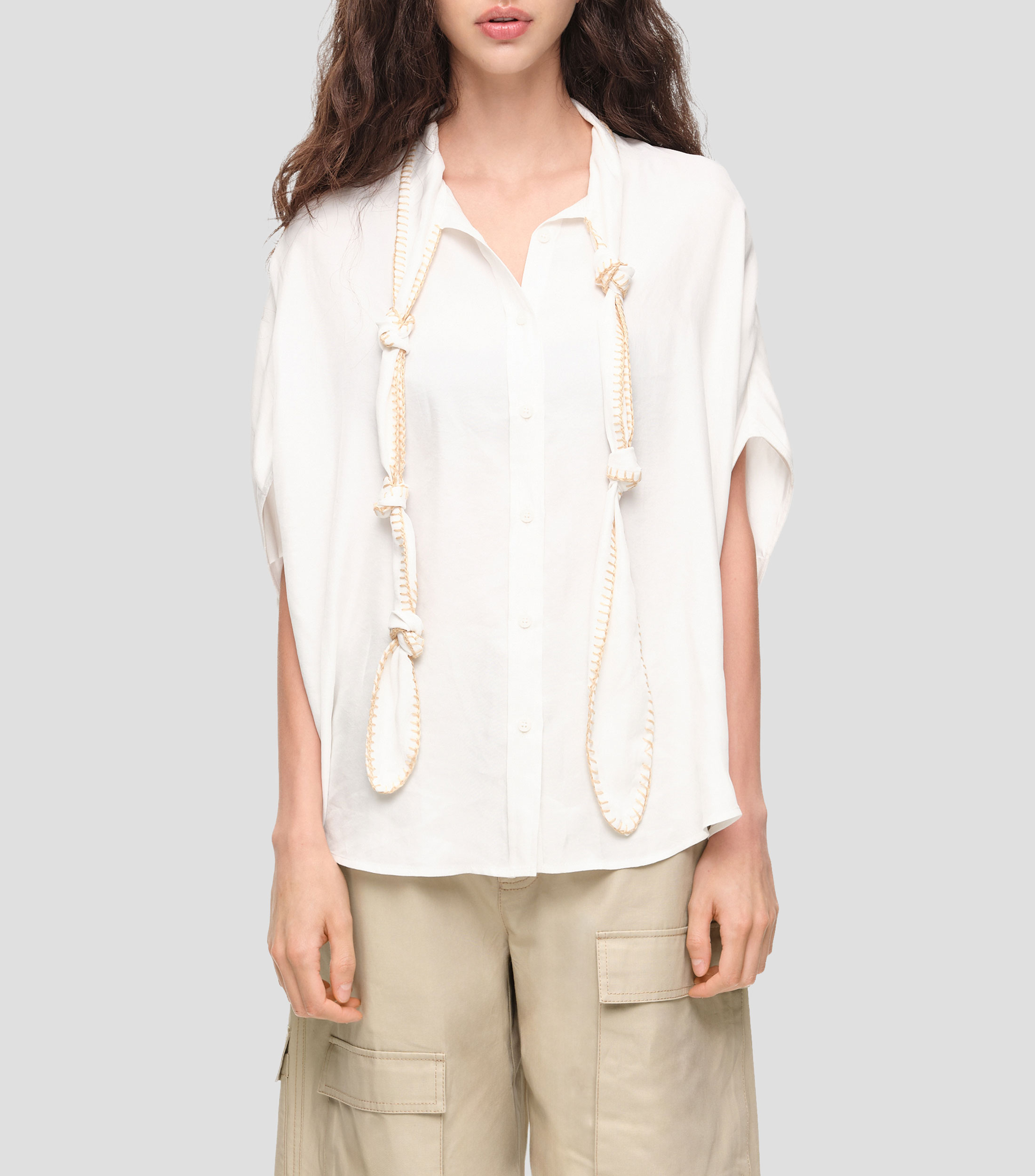 Blusa lisa manga corta Mujer