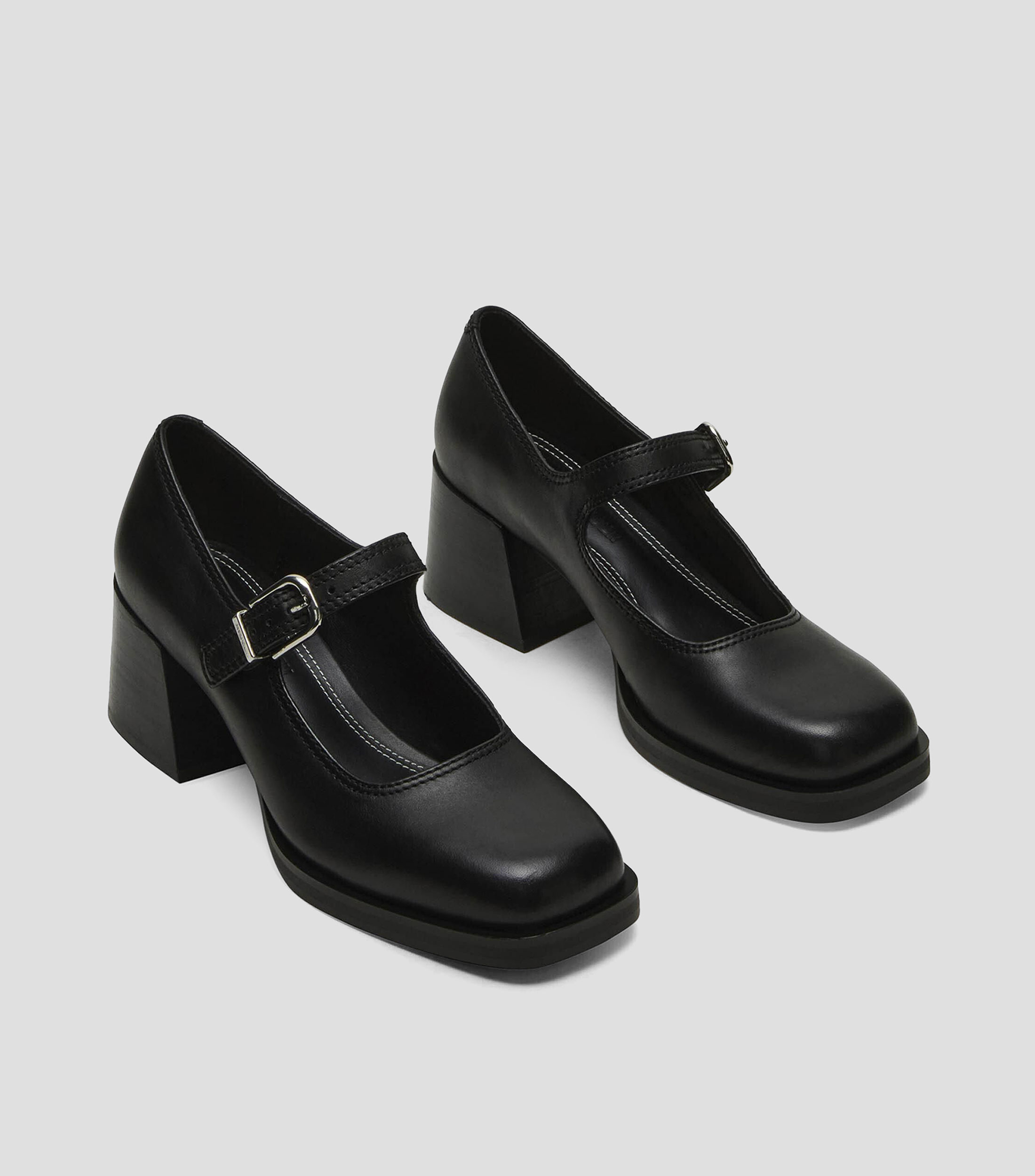 Zapatillas de tacón mediano cuadrado Mujer