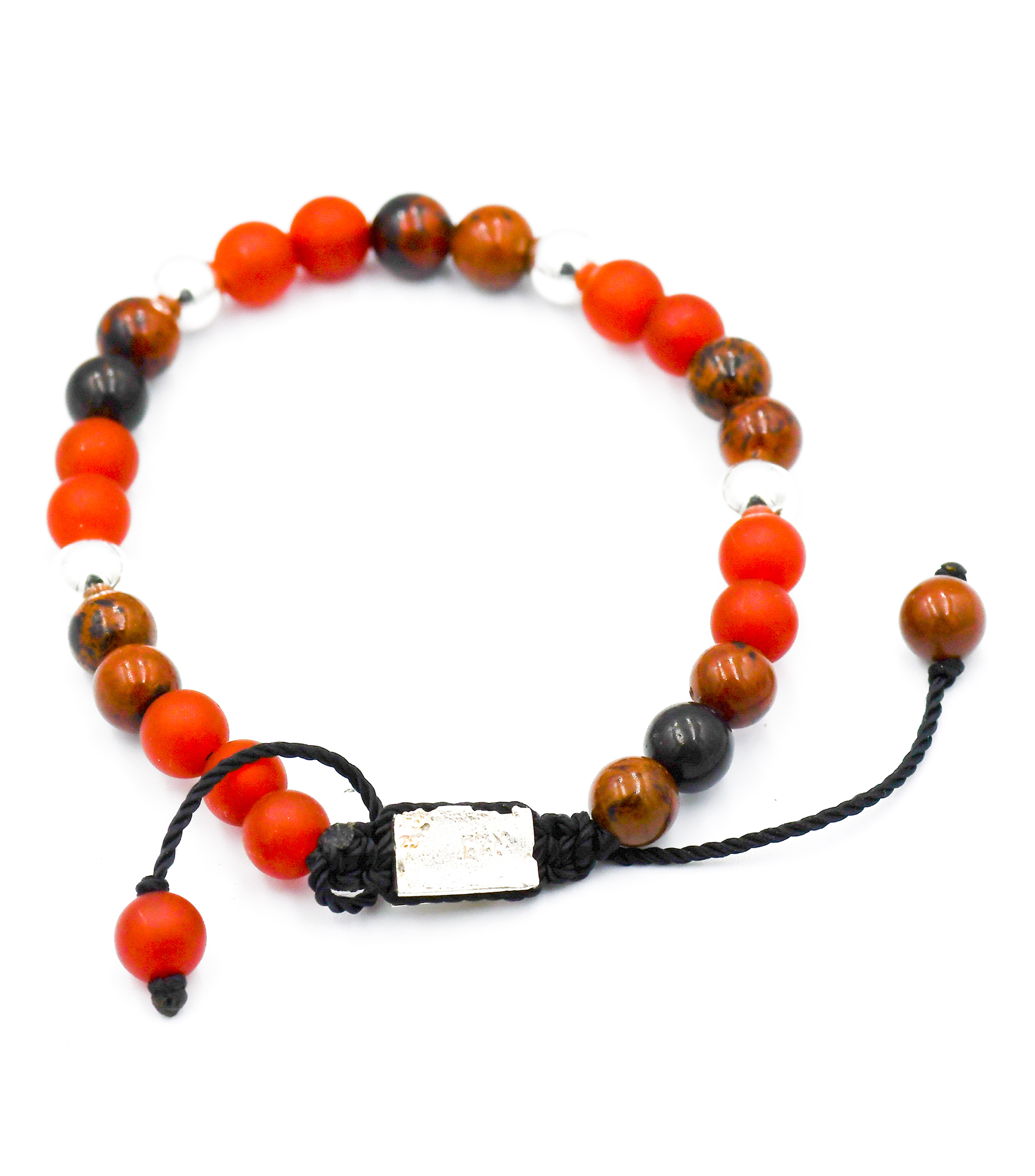 Pulsera Coral Matte Brown Obsidian en plata .925 Unisex