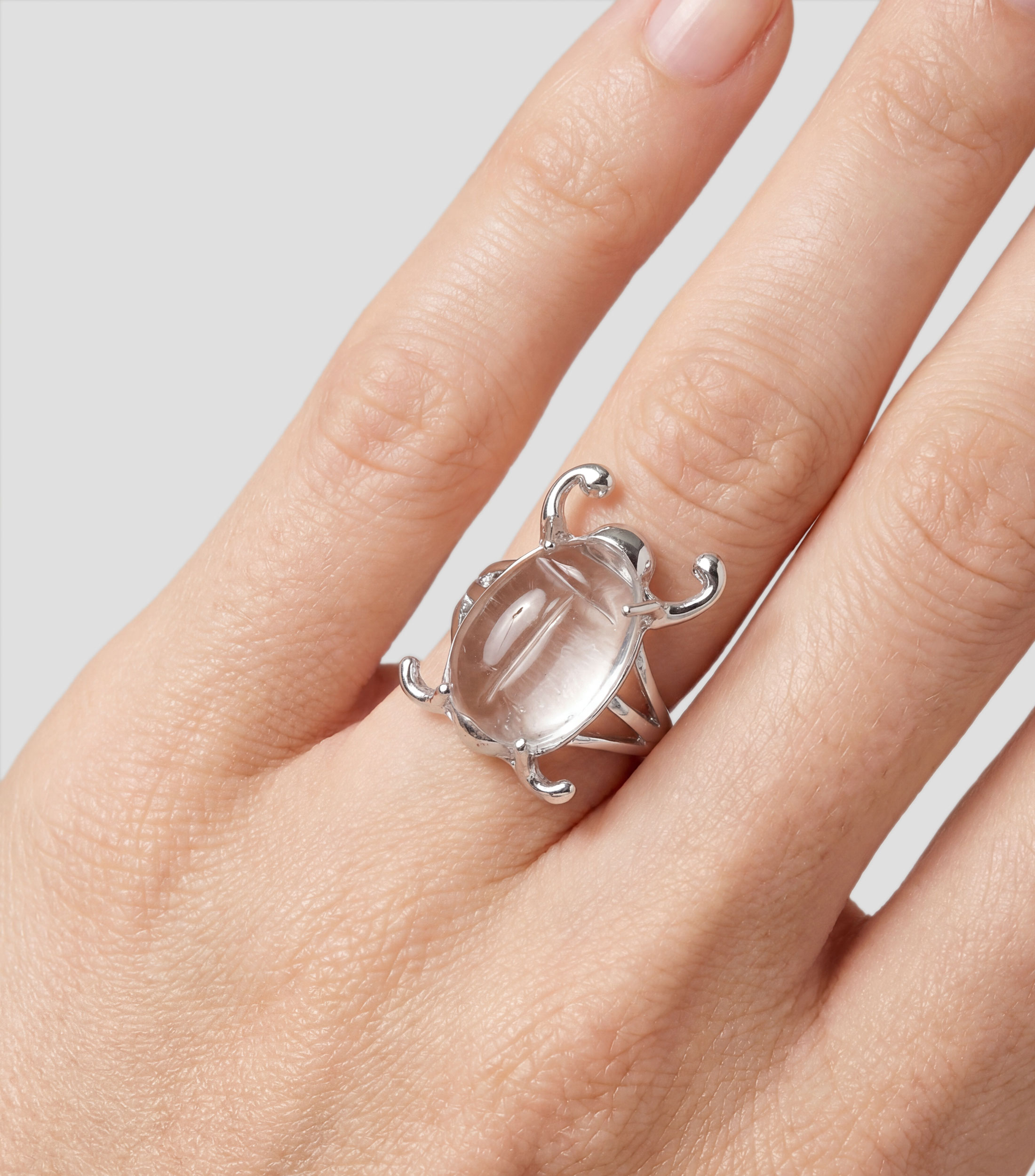 Anillo en plata Aire mediano transparente Mujer