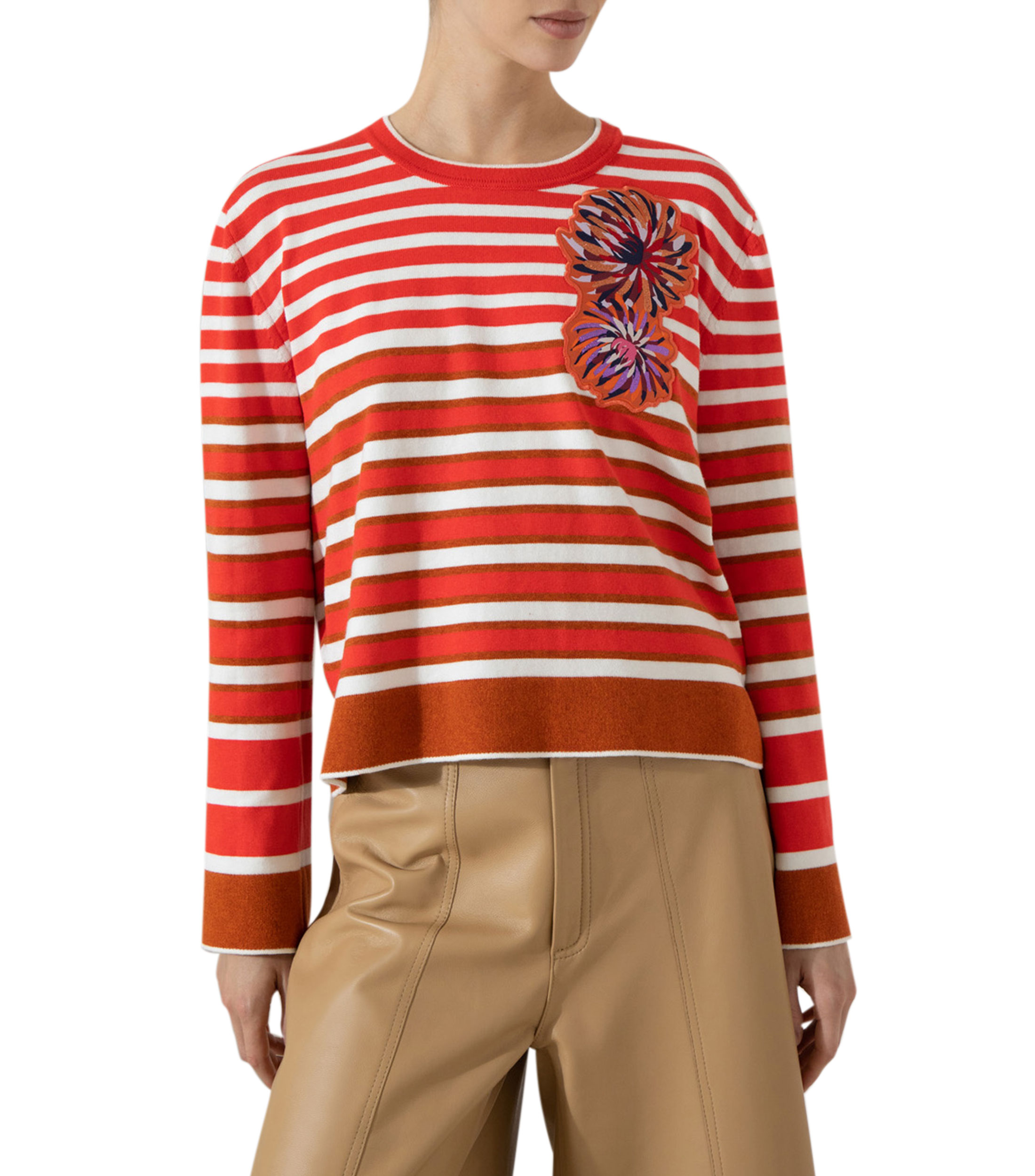 Jazmin Chebar Suéter cuello redondo de rayas Mujer - El Palacio de Hierro