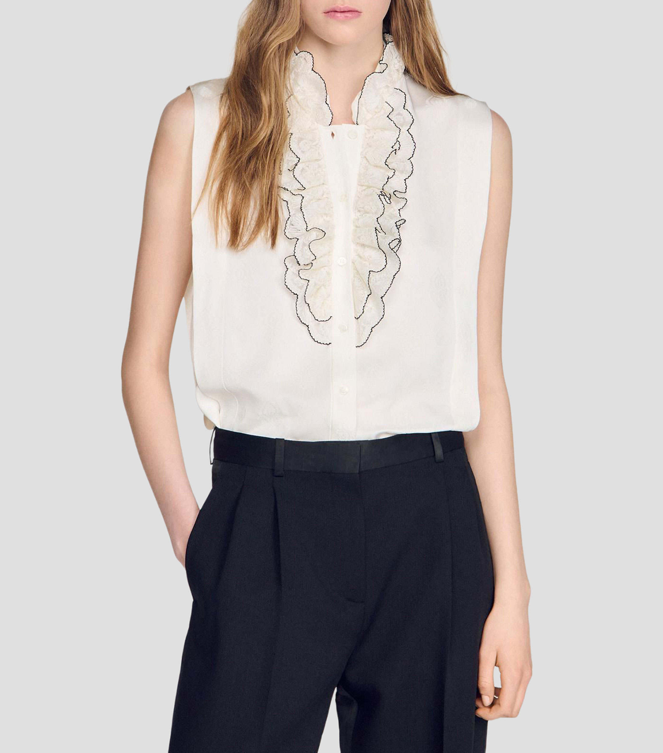Blusa lisa sin mangas Mujer