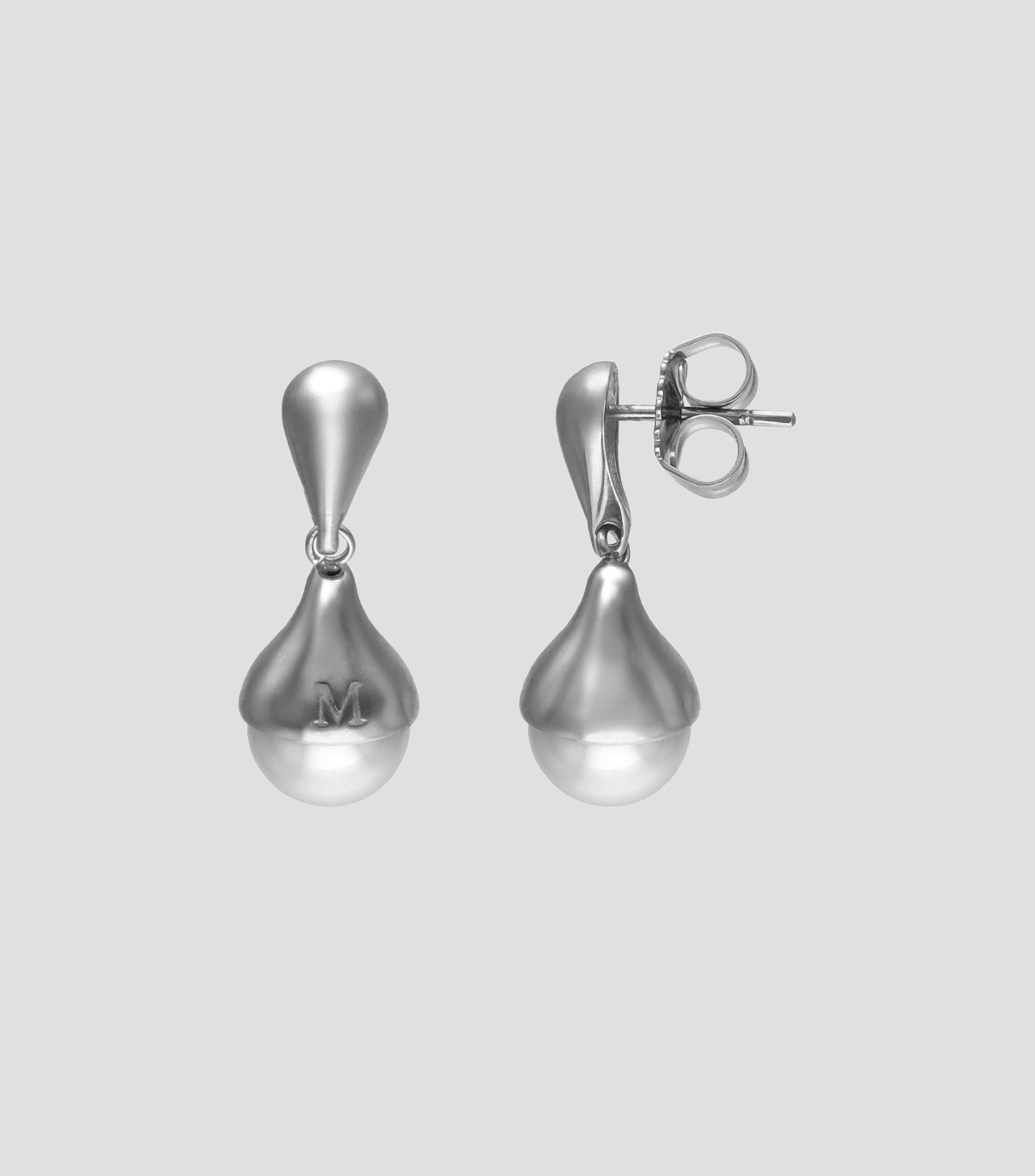 Aretes en plata gota con perla Mujer