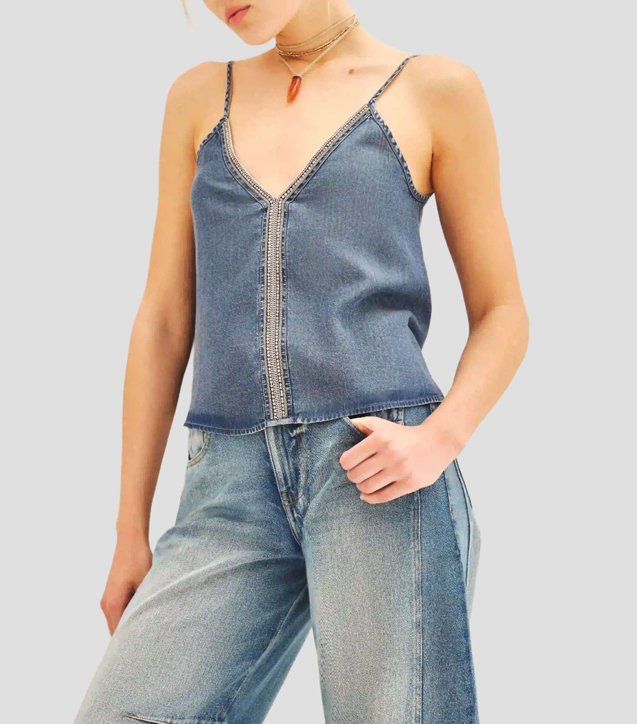 Blusa deslavada sin mangas Mujer