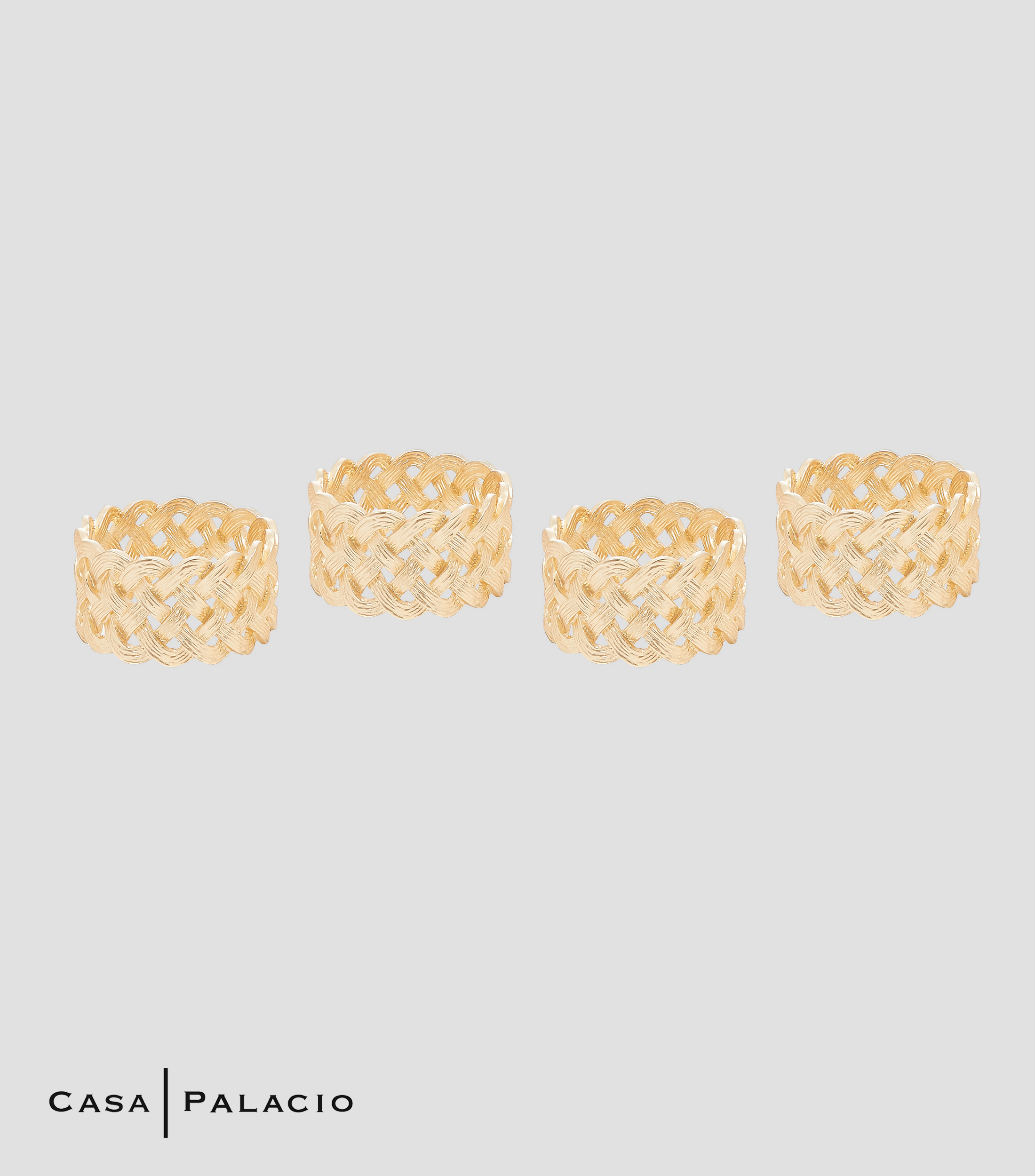 Set 4 Anillos Braid para Servilleta Dorado