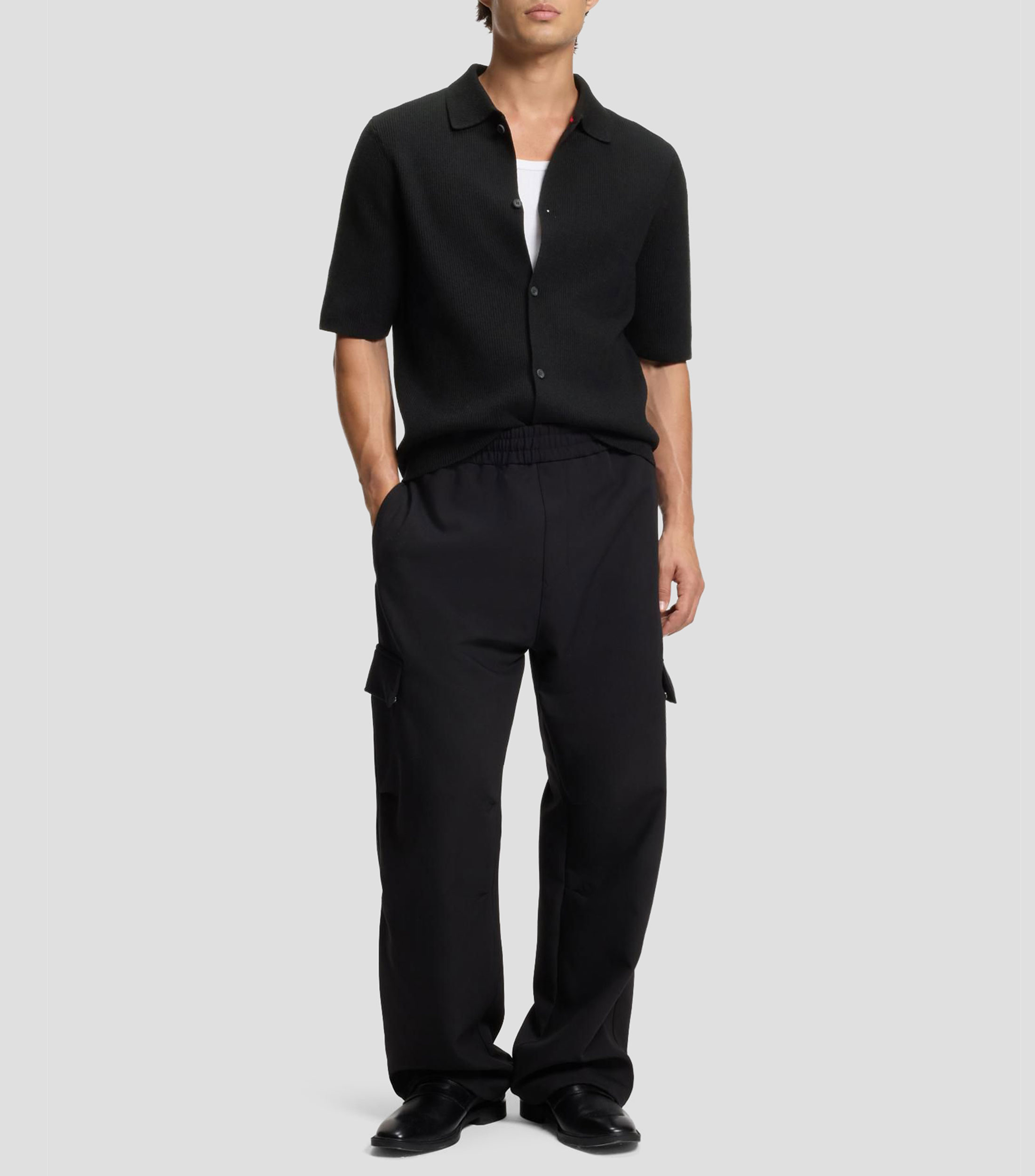 Camisa regular con estructura de canalé Hombre