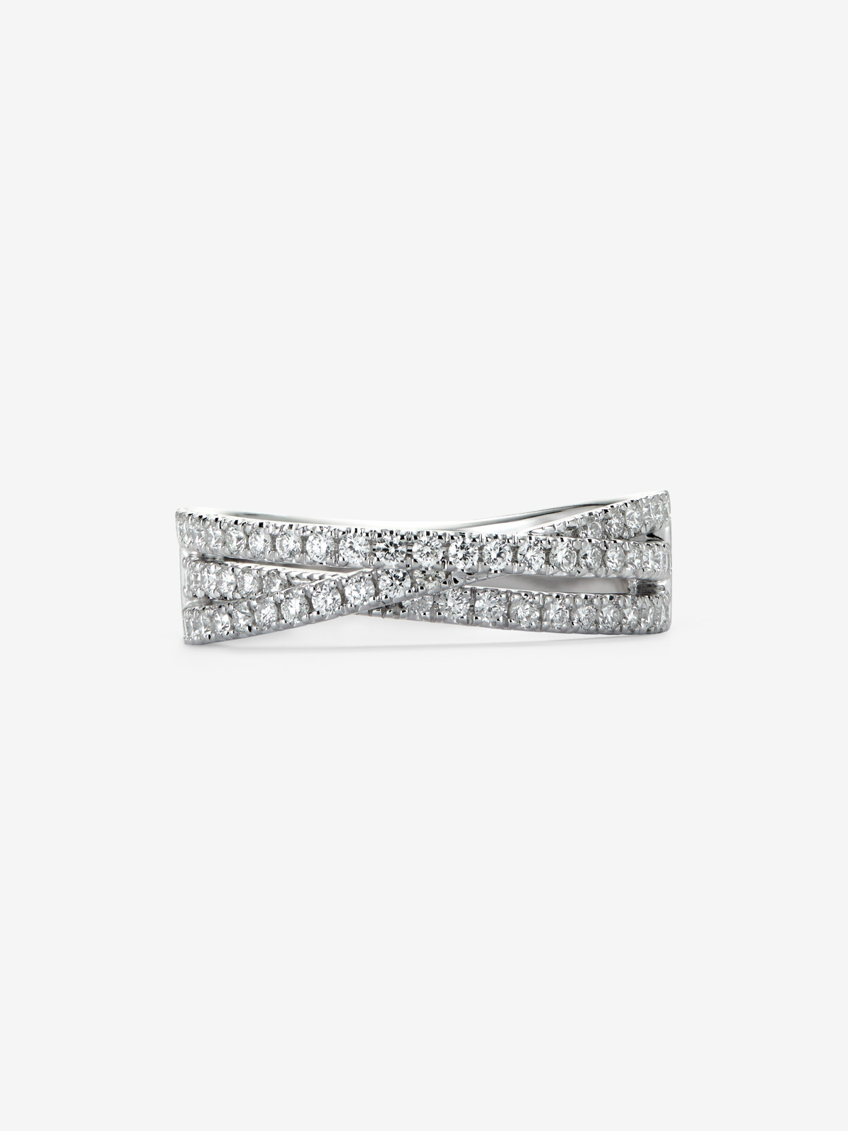 Anillo cruzado en Oro blanco de 18 Kilates con diamantes Mujer