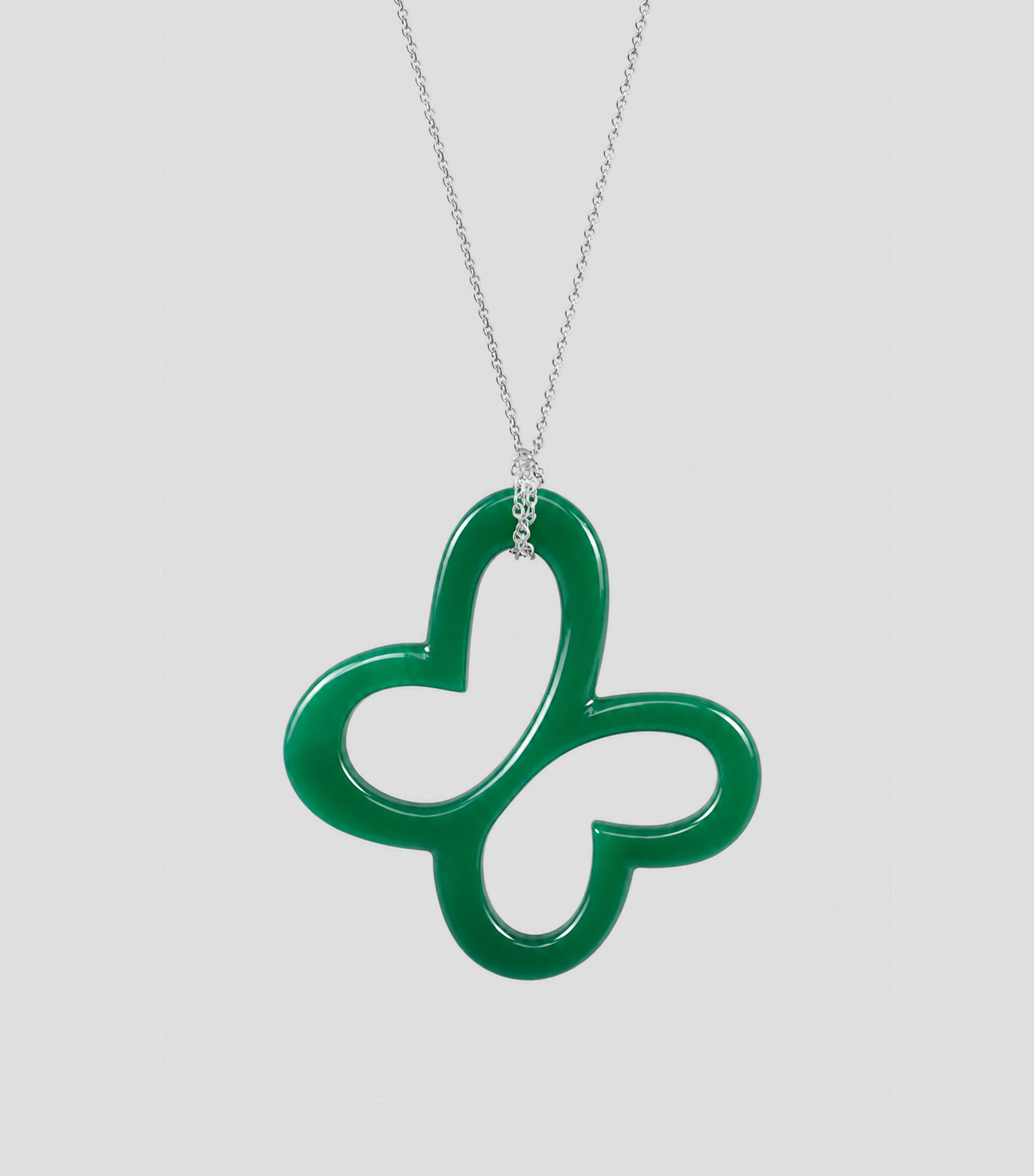 Dije mariposa en ágata verde y plata .925 Mujer