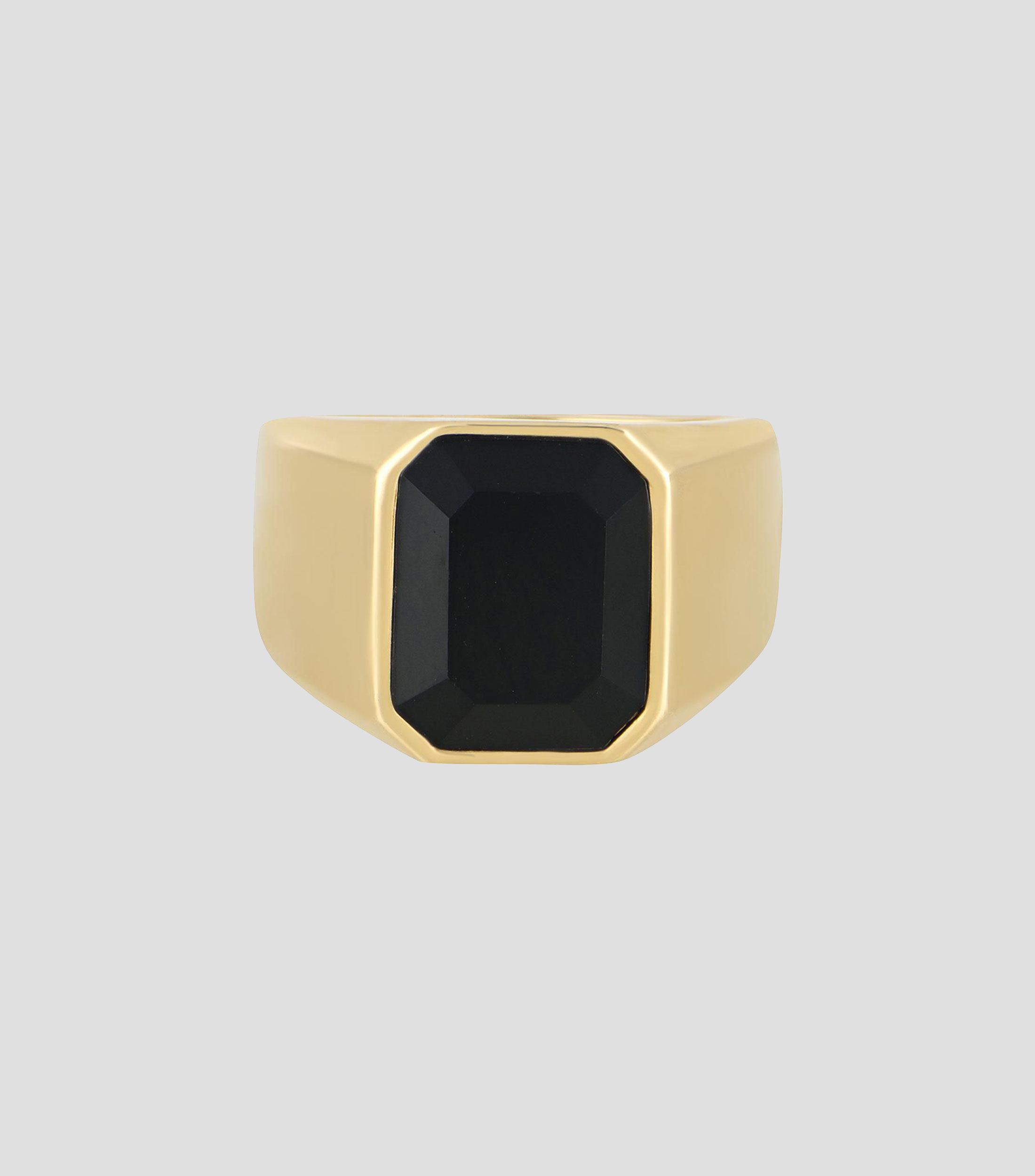 Anillo solitario en Oro amarillo de 14 Kilates con ónix negro Unisex