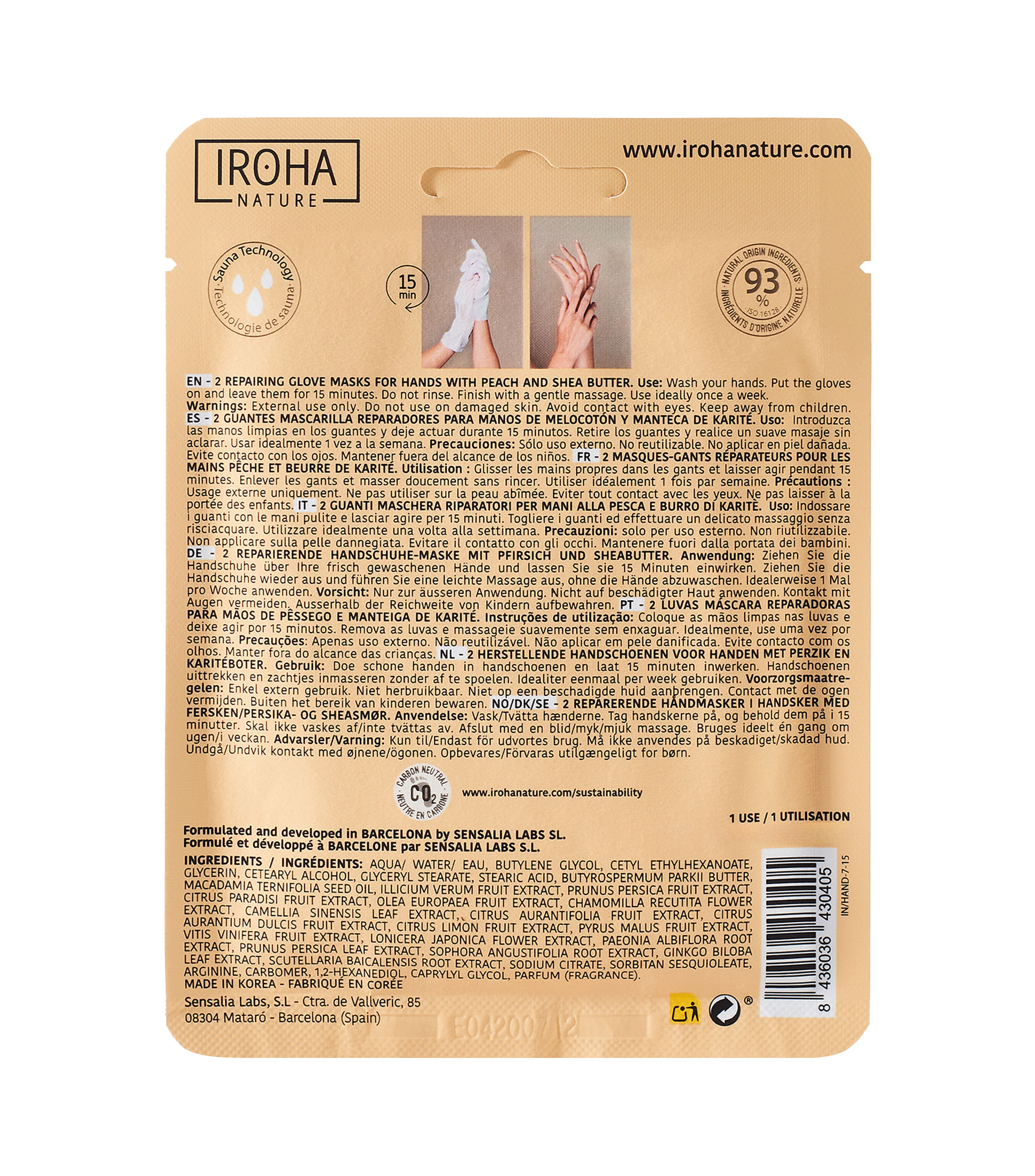 Mascarilla para manos Reparadora, 9 ml