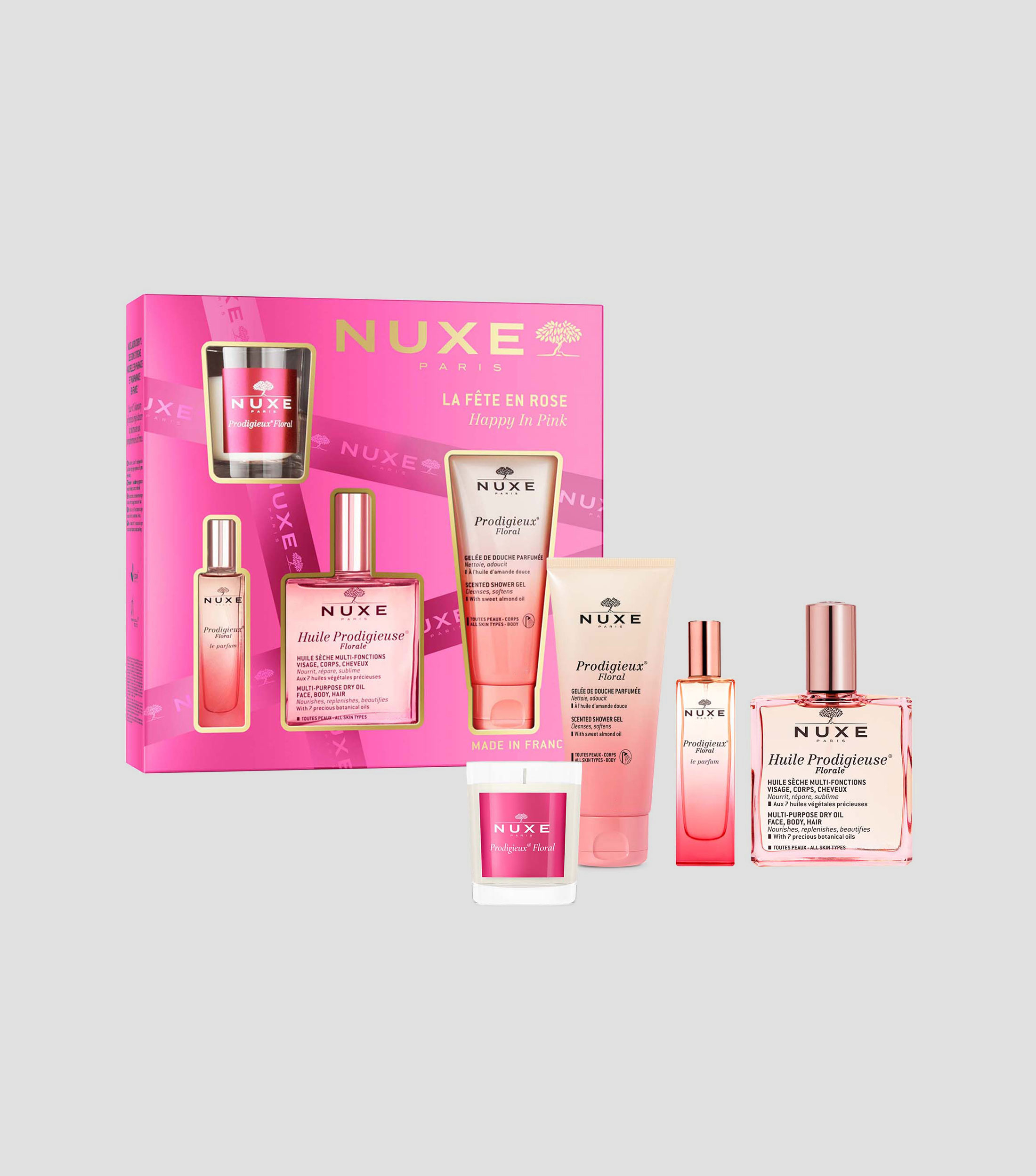 Set rutina completa happy in pink con huile prodigieuse florale Unisex