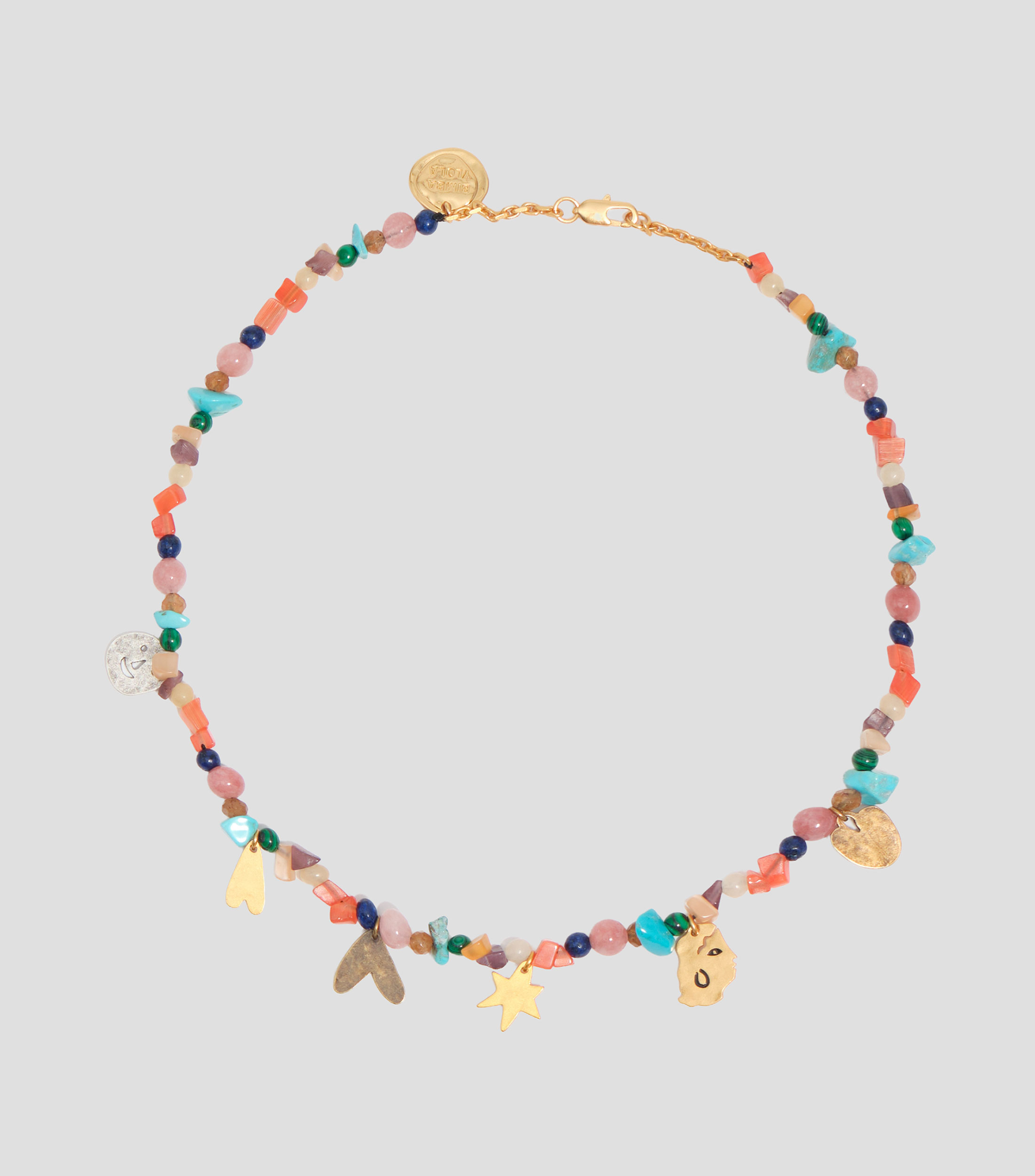 Collar siluetas metal y piedras multicolor Mujer