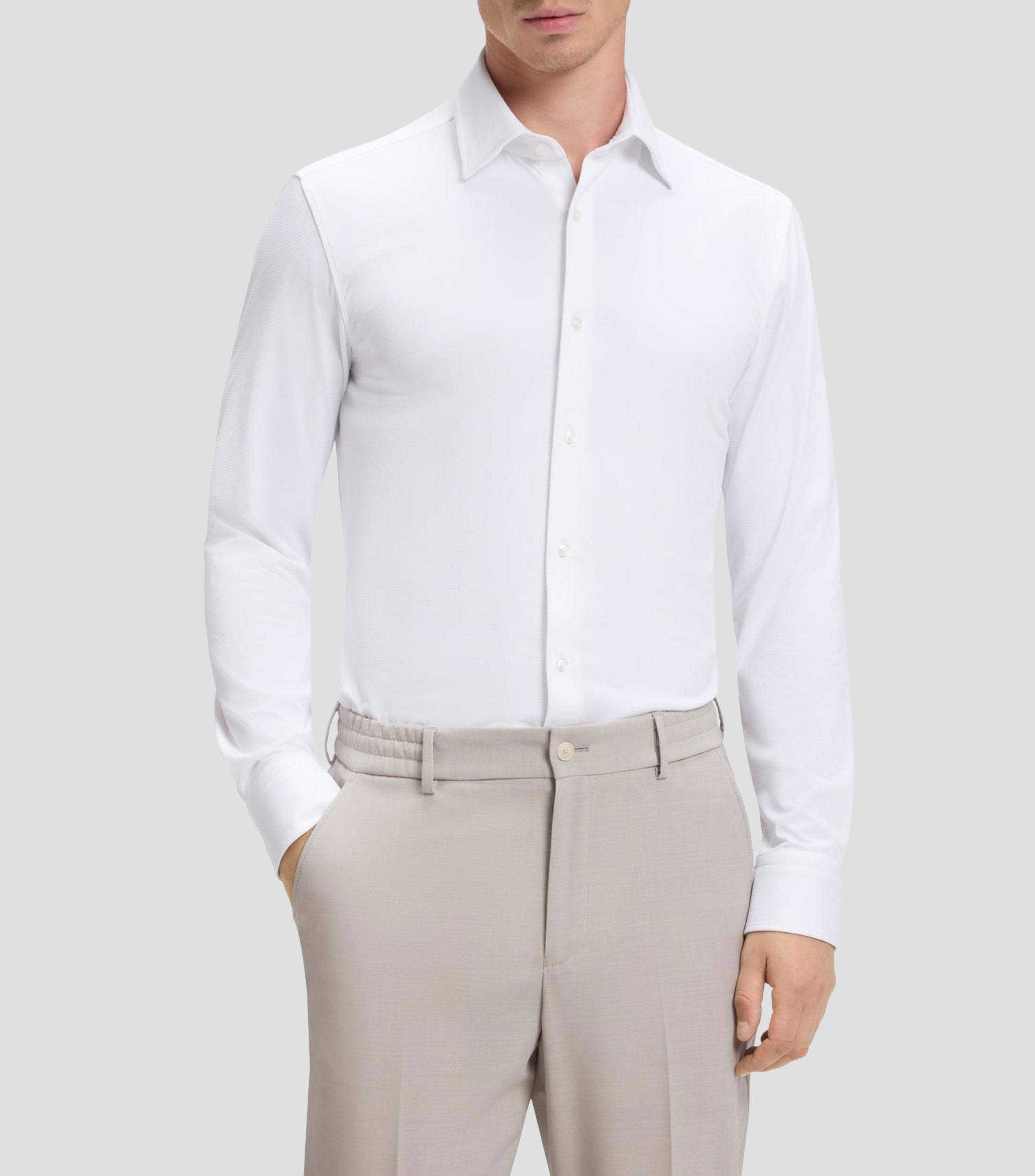 Camisa con microdiseño manga larga Hombre