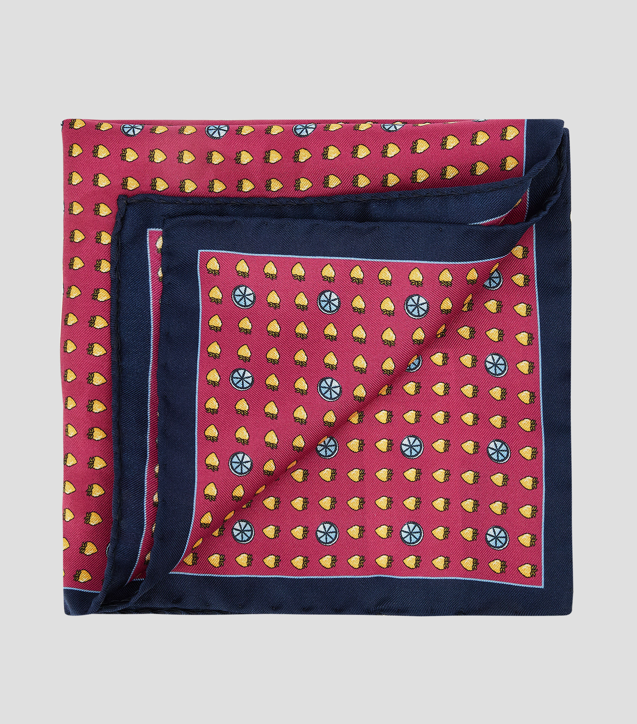 Pañuelo en seda rosa con azul estampado Hombre