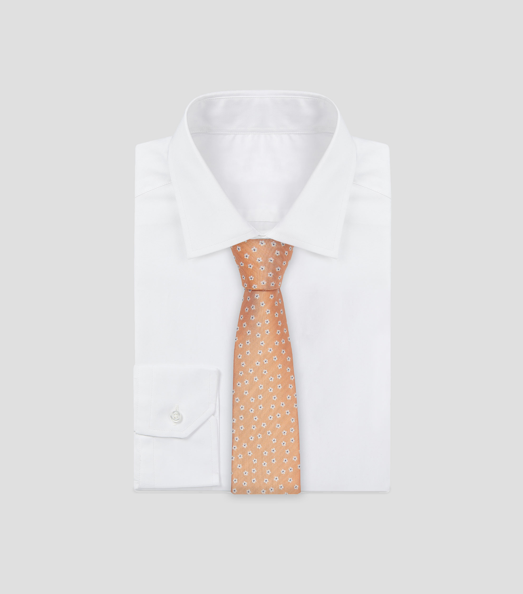 Corbata ancha en seda naranja bordada Brera