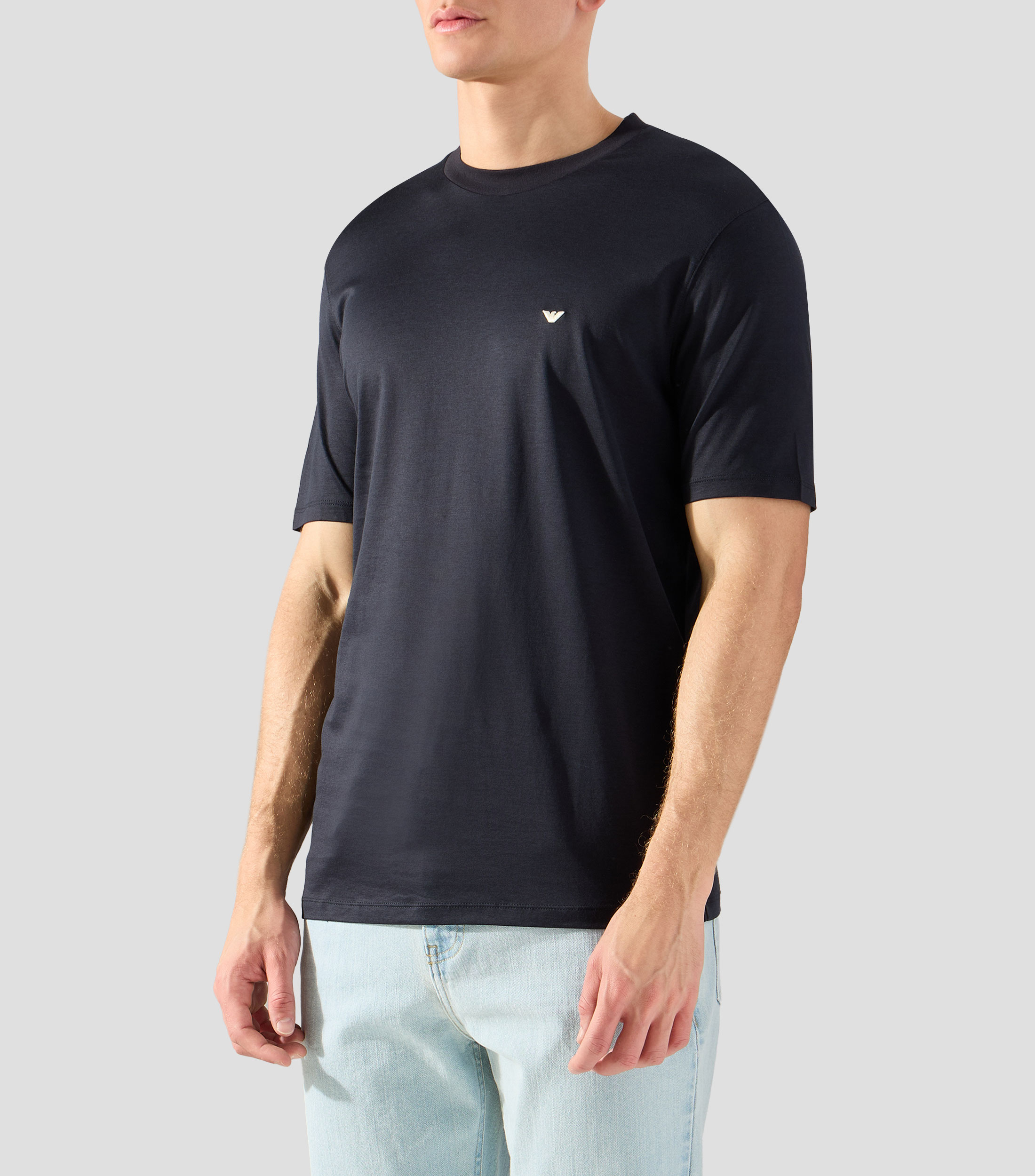 Playera de cuello redondo con manga corta lisa Hombre