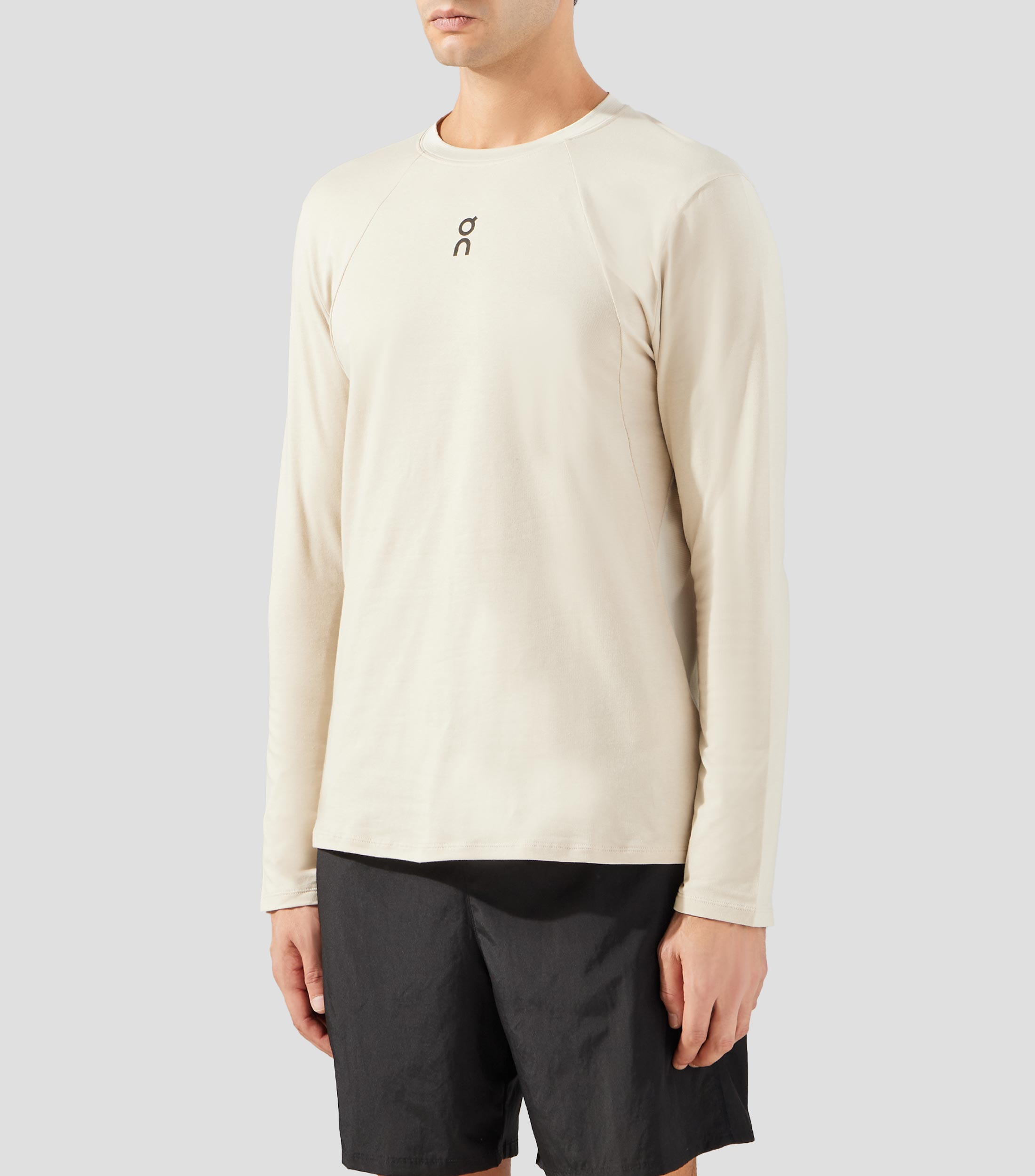 Playera para entrenamiento cuello redondo manga larga lisa Hombre