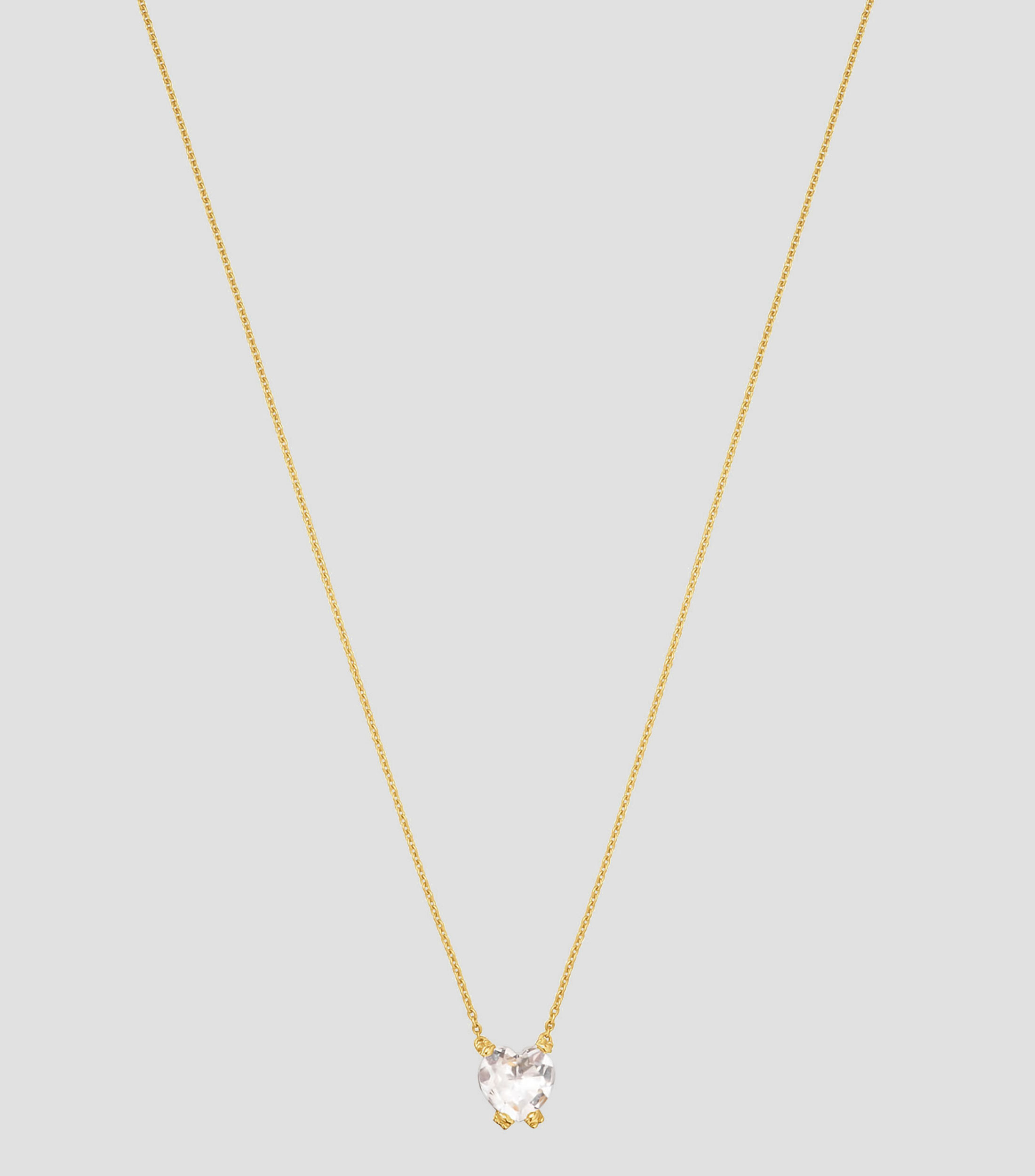 Collar corto en Oro 18 Kts con cuarzo cristal de roca Mujer