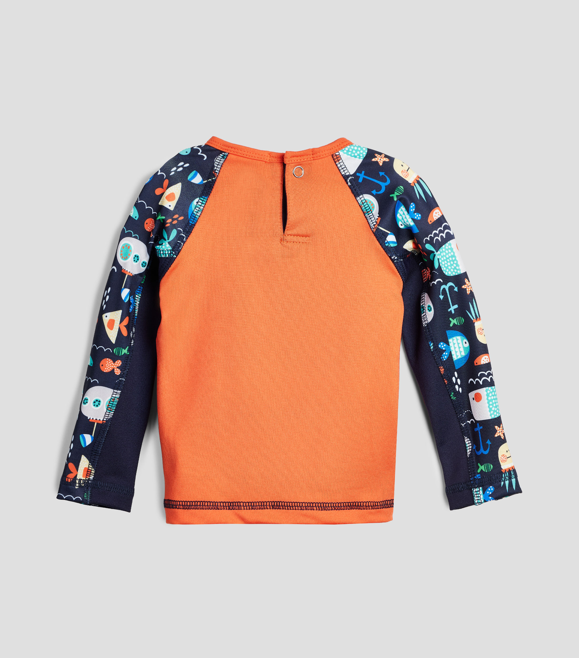 Playera traje de baño cuello redondo manga larga estampada Bebé