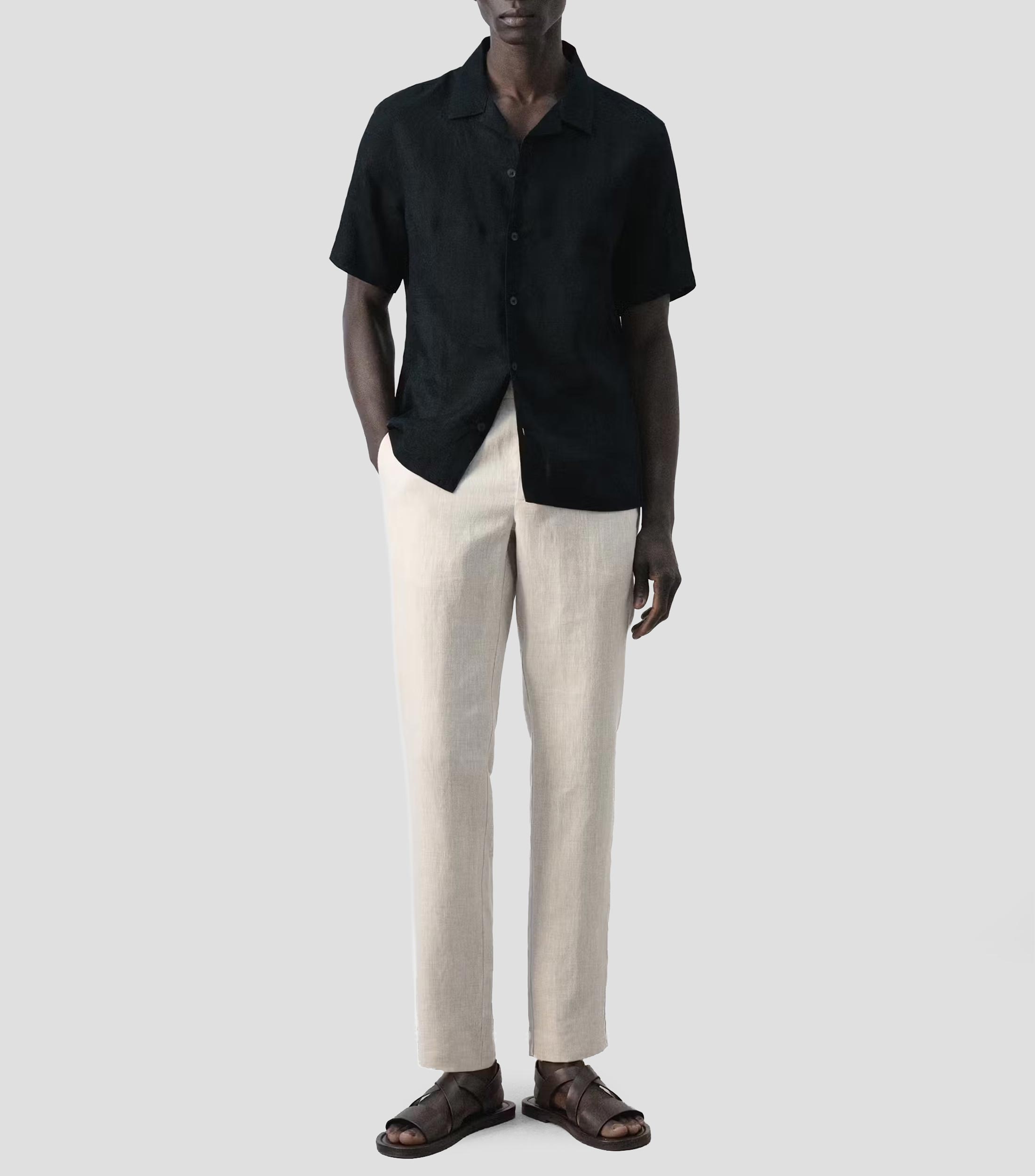 Camisa lisa Manga Corta Hombre