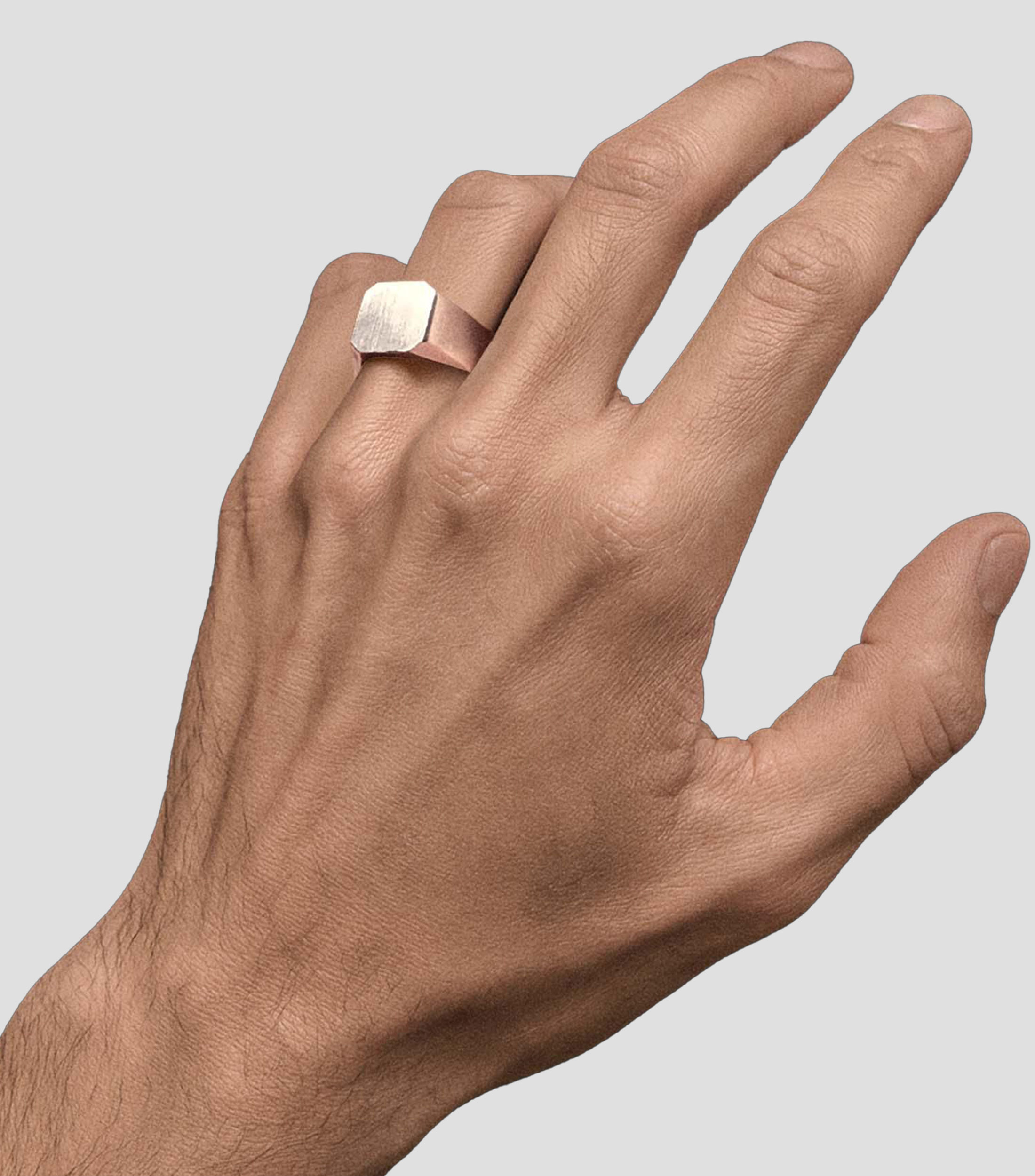 Anillo en plata tipo sello octágono irregular Hombre
