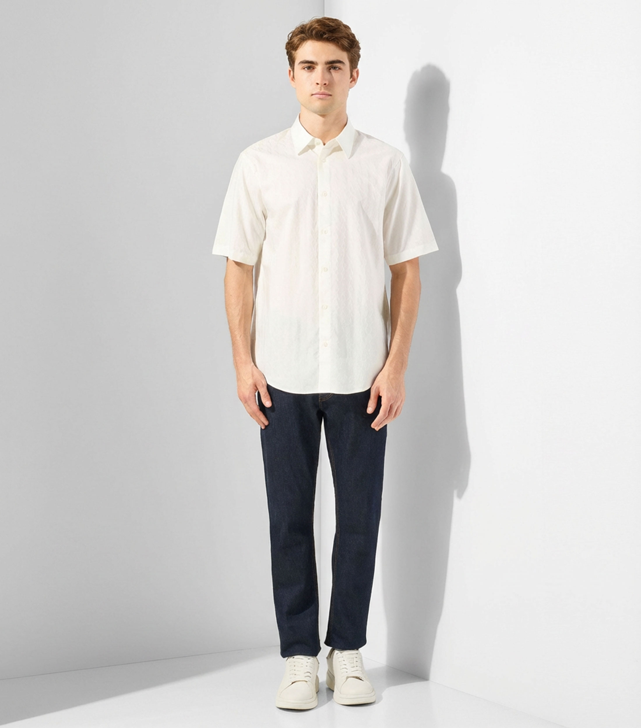 Camisa monogram con manga corta Hombre