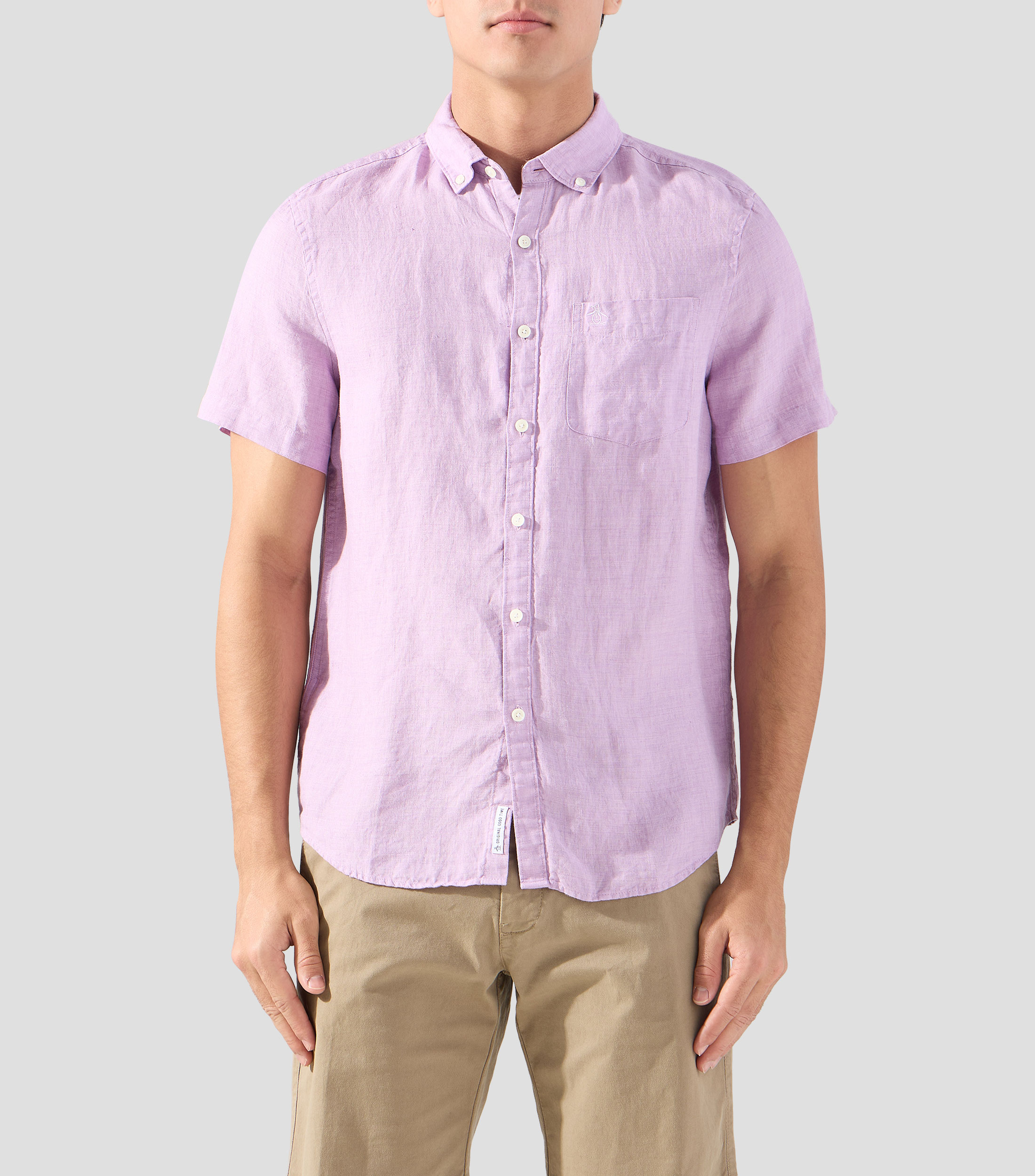 Camisa lisa manga corta Hombre