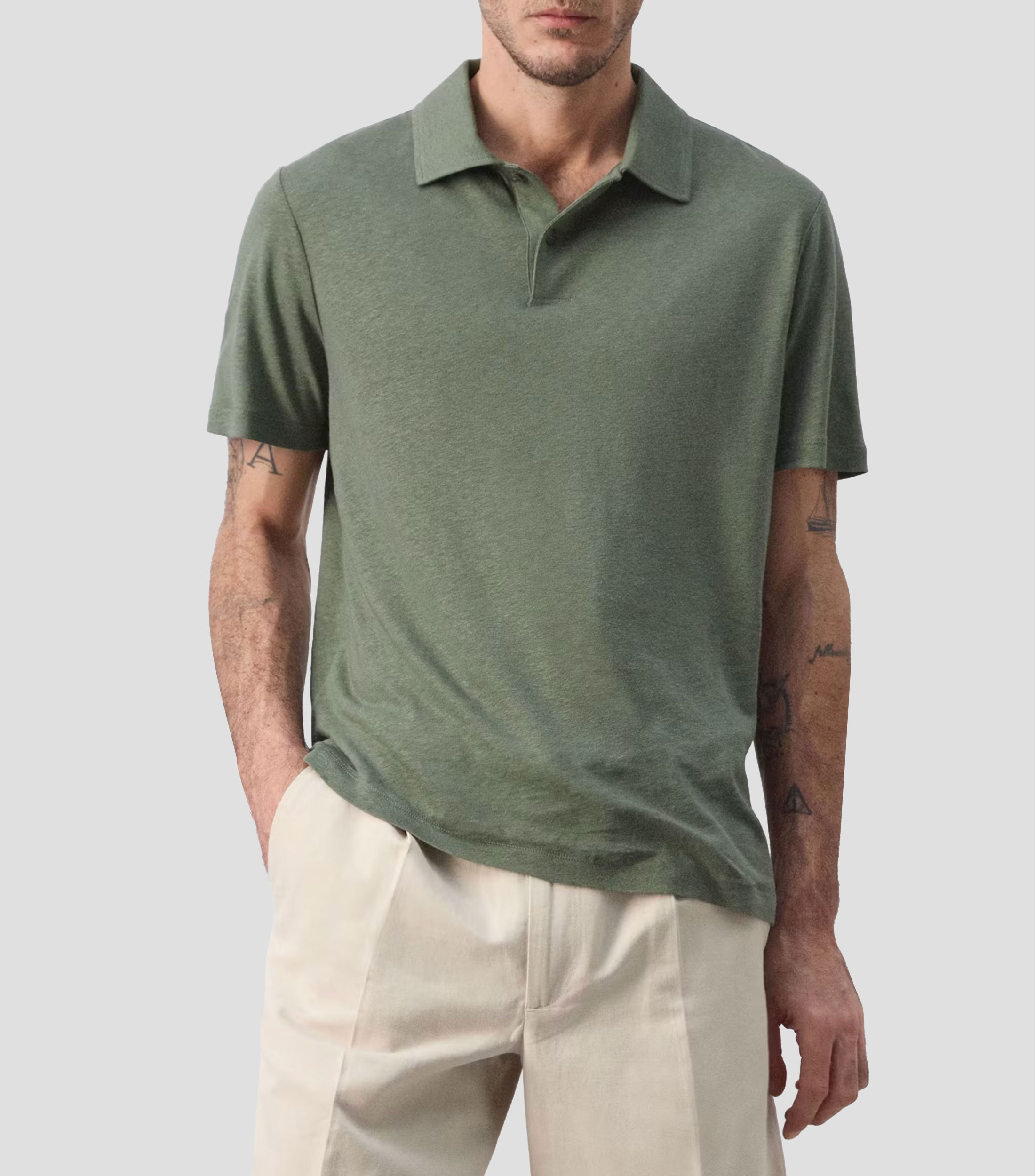 Playera tipo polo manga corta lisa Hombre