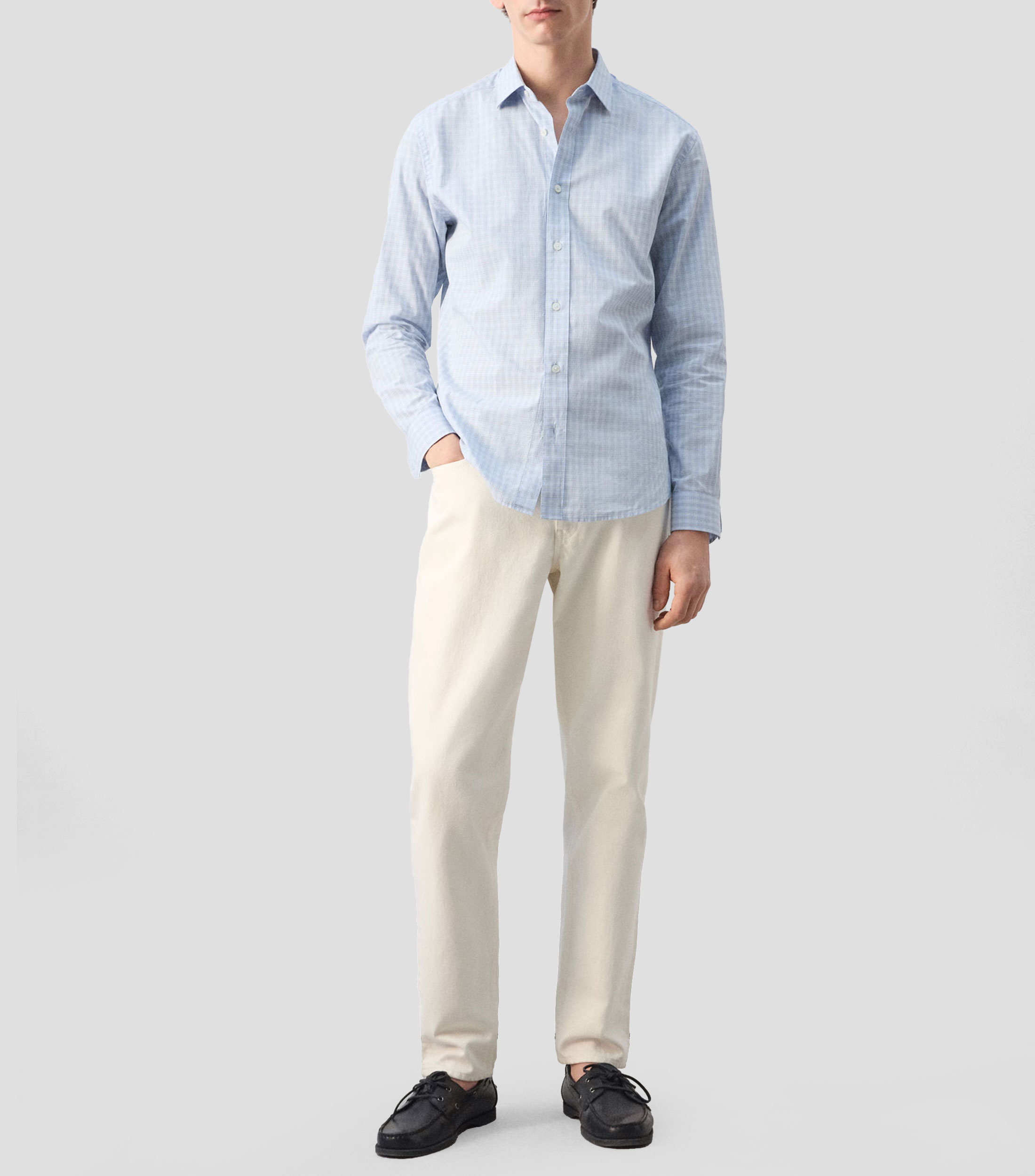 Camisa con cuadros manga larga Hombre