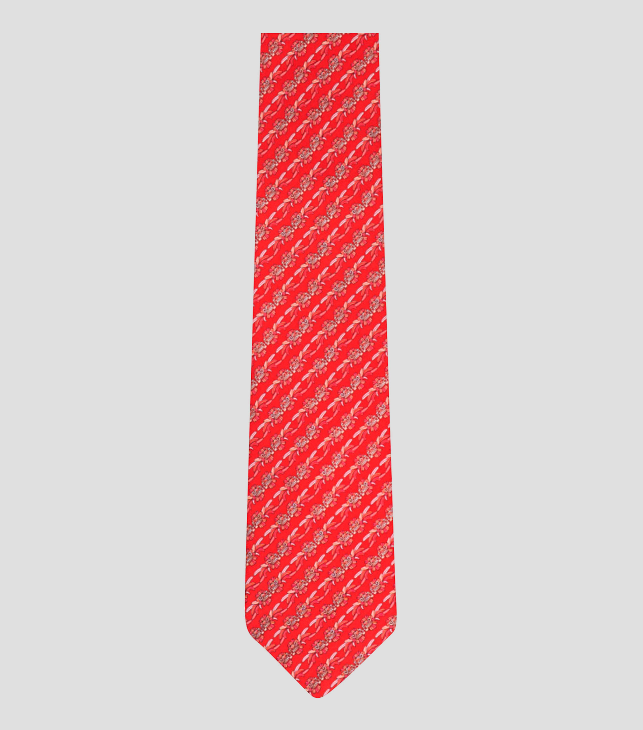 Corbata ancha en seda rojo estampada Quetzalcóatl
