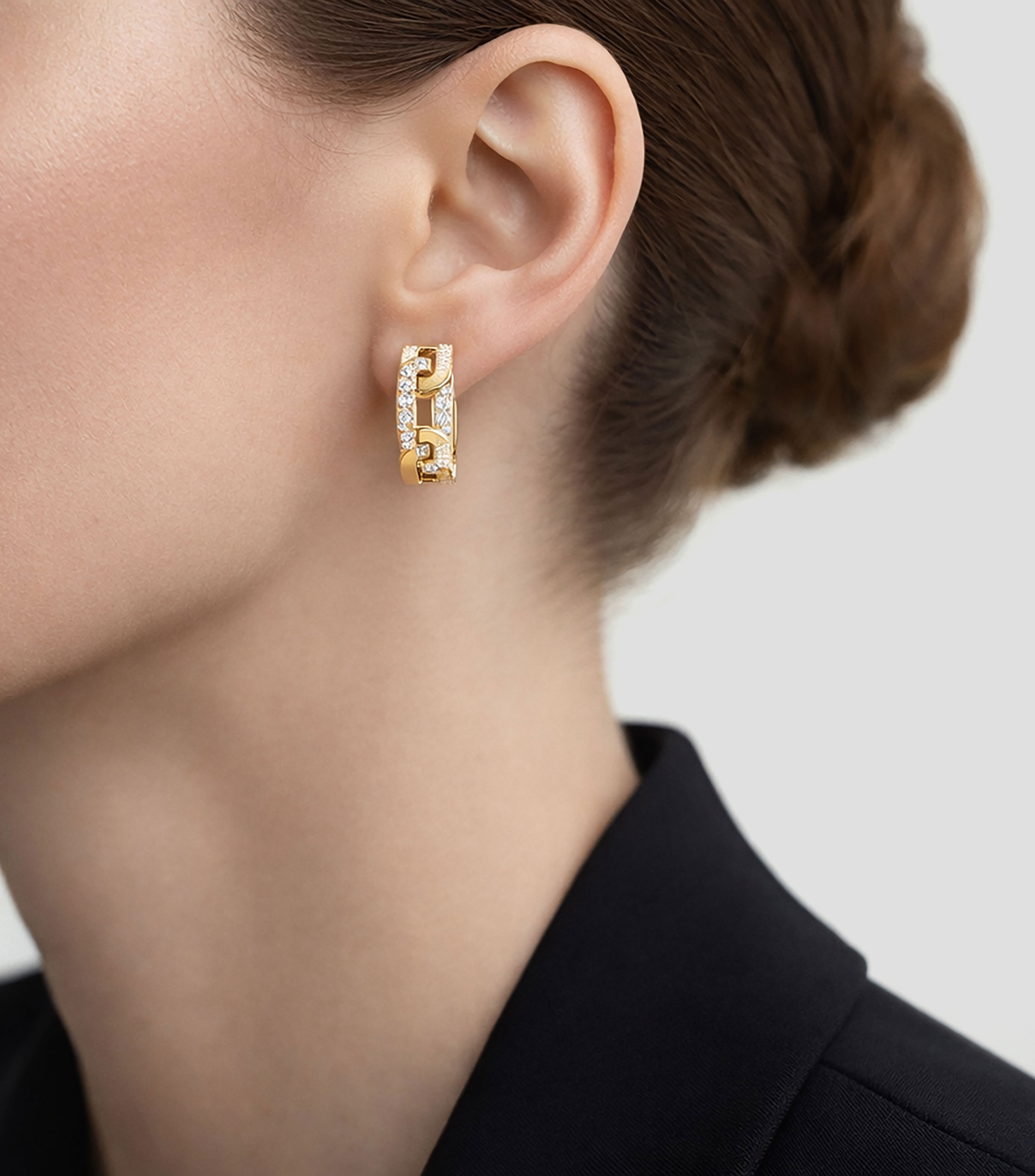 Aretes en oro amarillo de 18 Kilates con diamantes Navarra Mujer