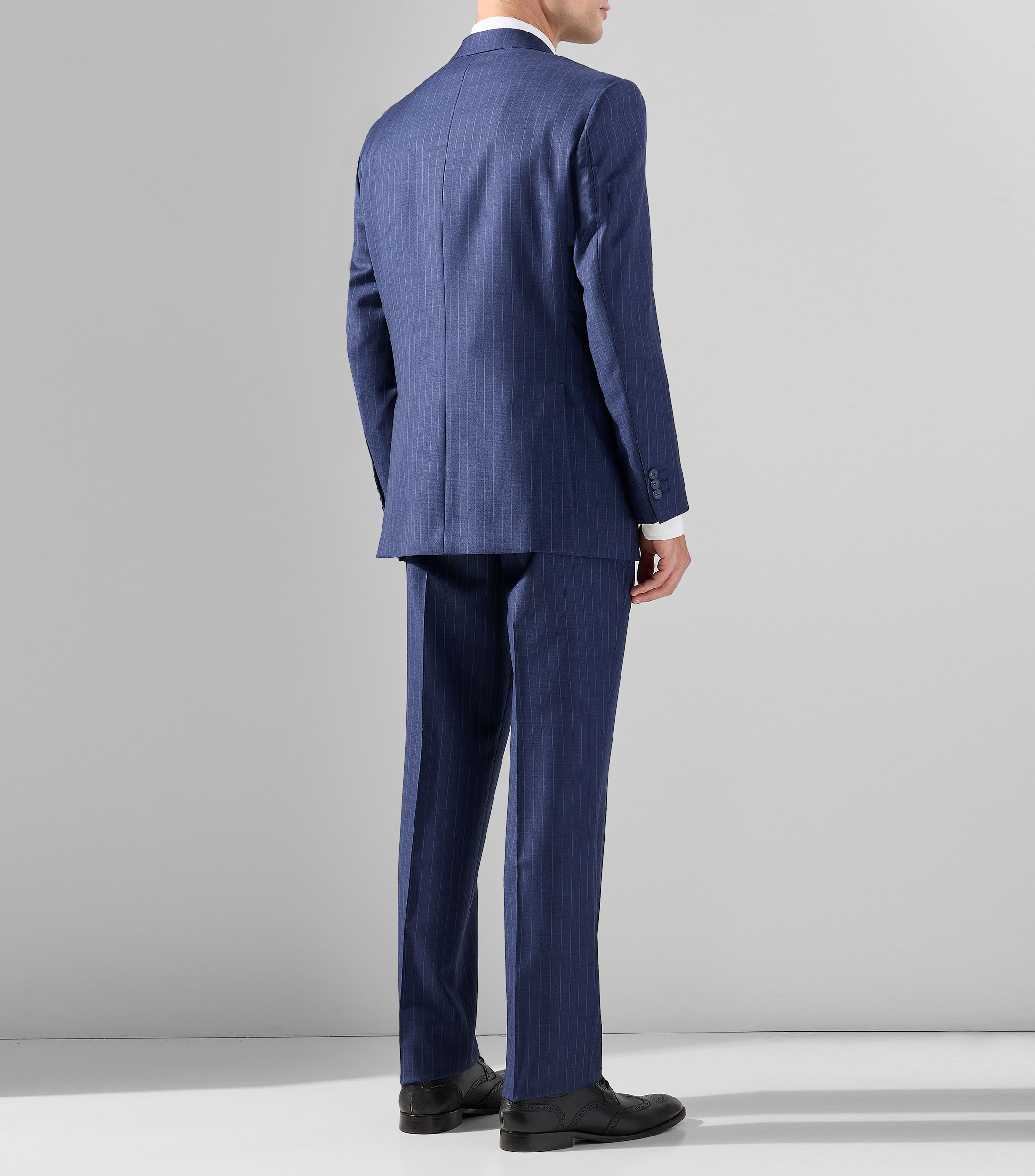 Traje 100% lana de corte slim con diseño de líneas Hombre