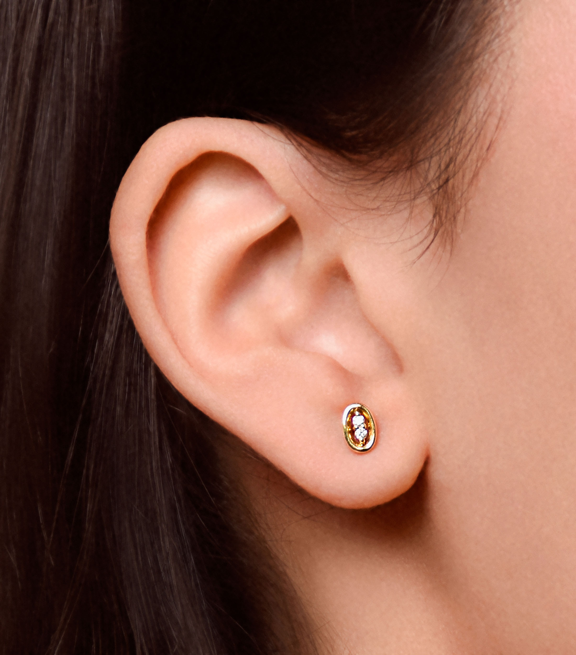 Broqueles en oro amarillo de 14 kilates con diamantes Mujer