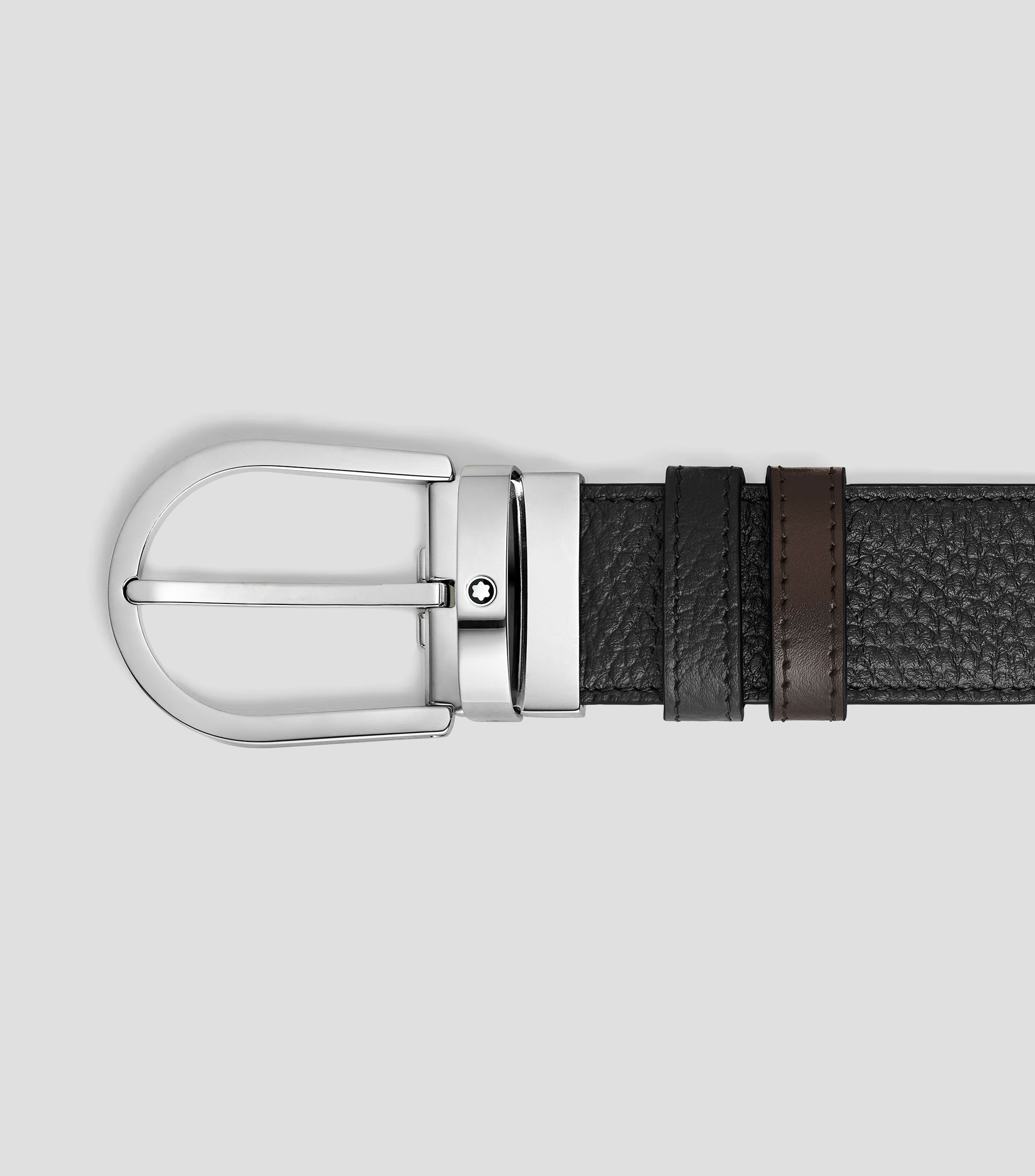 Cinturón reversible de piel graneada de 35 mm con hebilla herradura Hombre