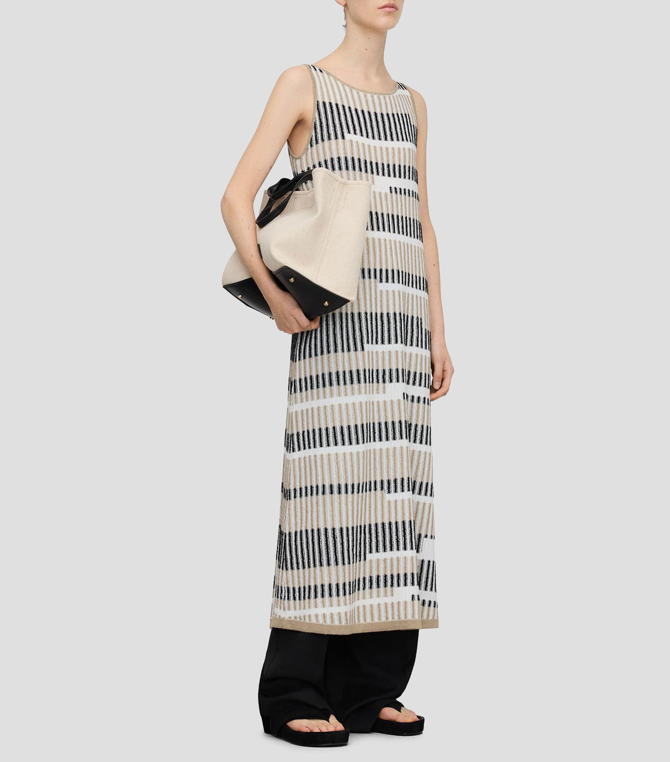 Vestido largo a rayas Mujer