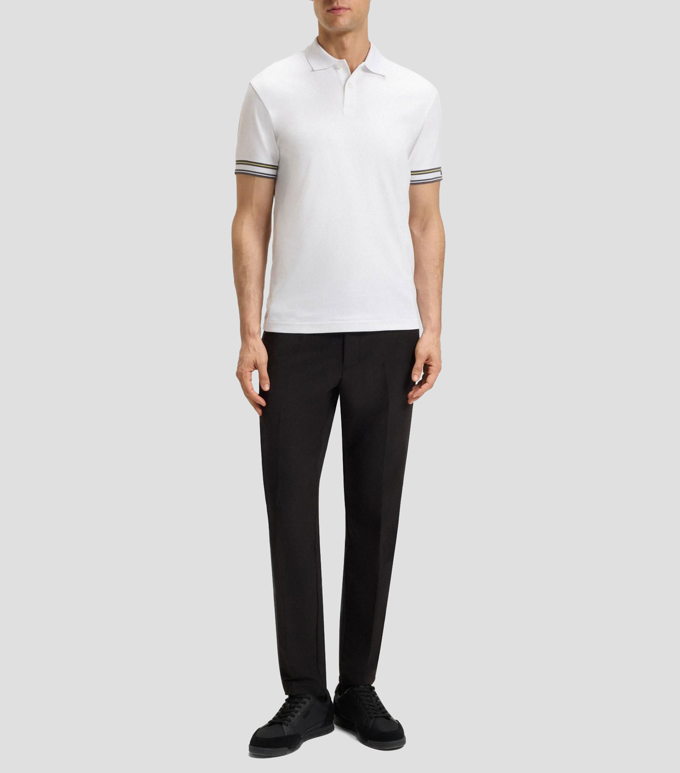 Polo slim fit de algodón con puños a rayas Hombre