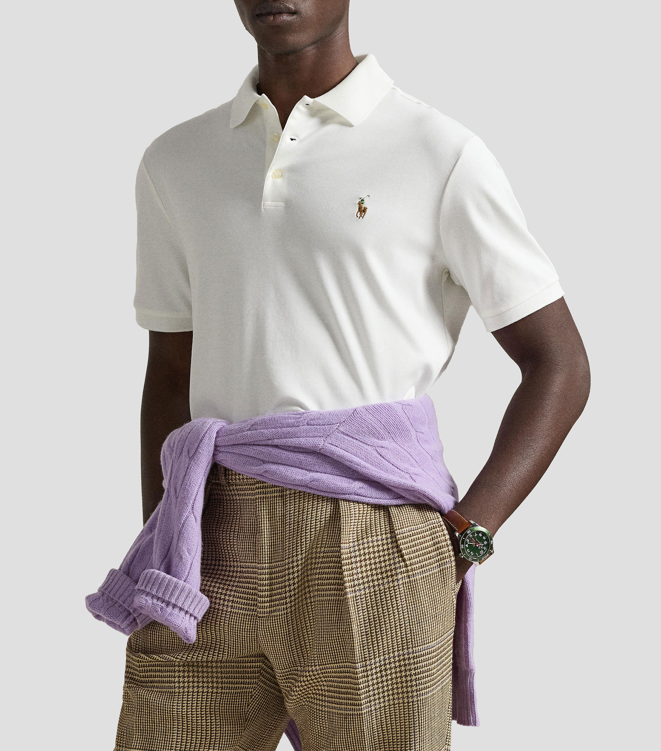 Playera tipo polo manga corta diseño sólido Hombre