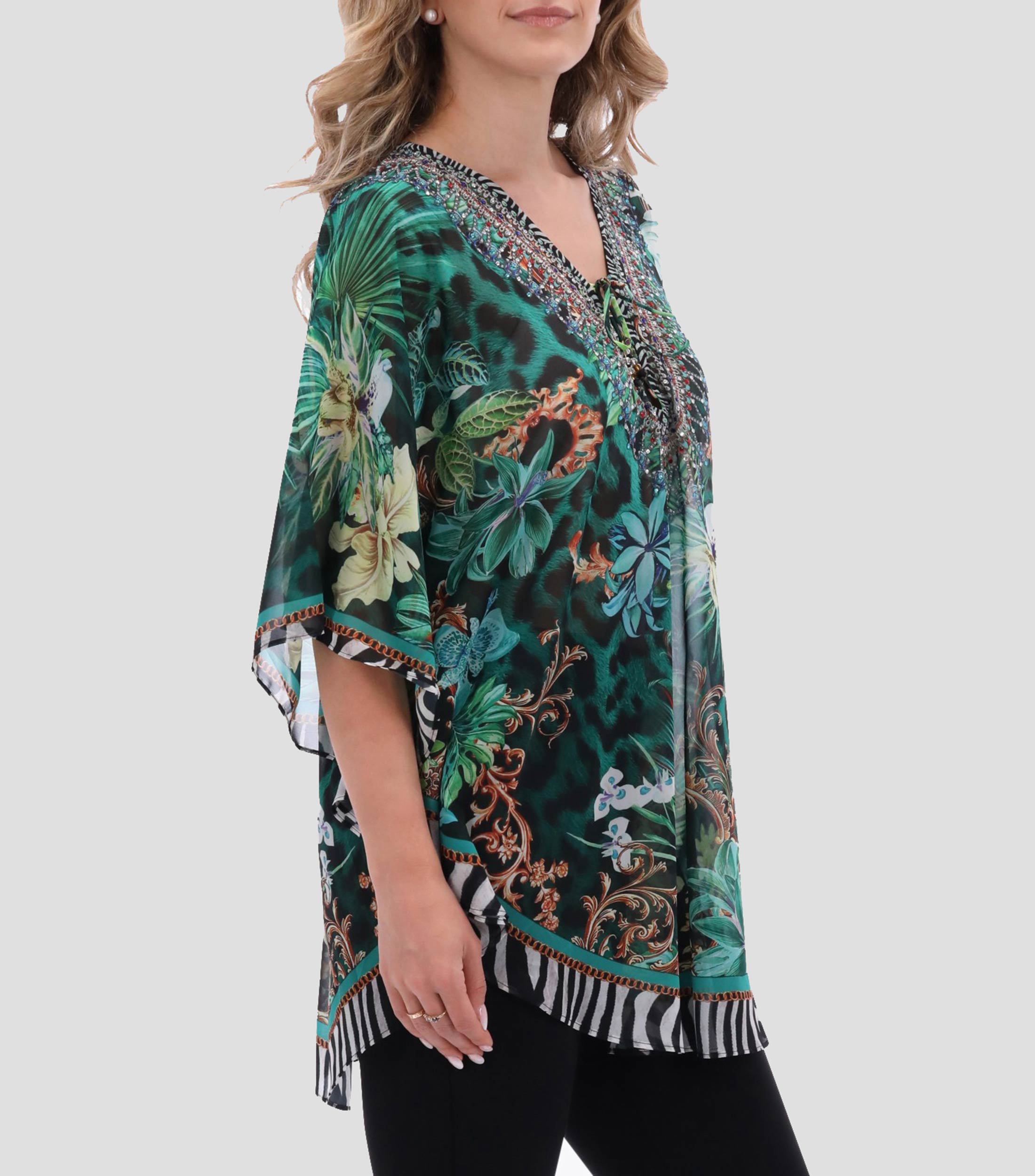 Blusa estampada manga corta Mujer