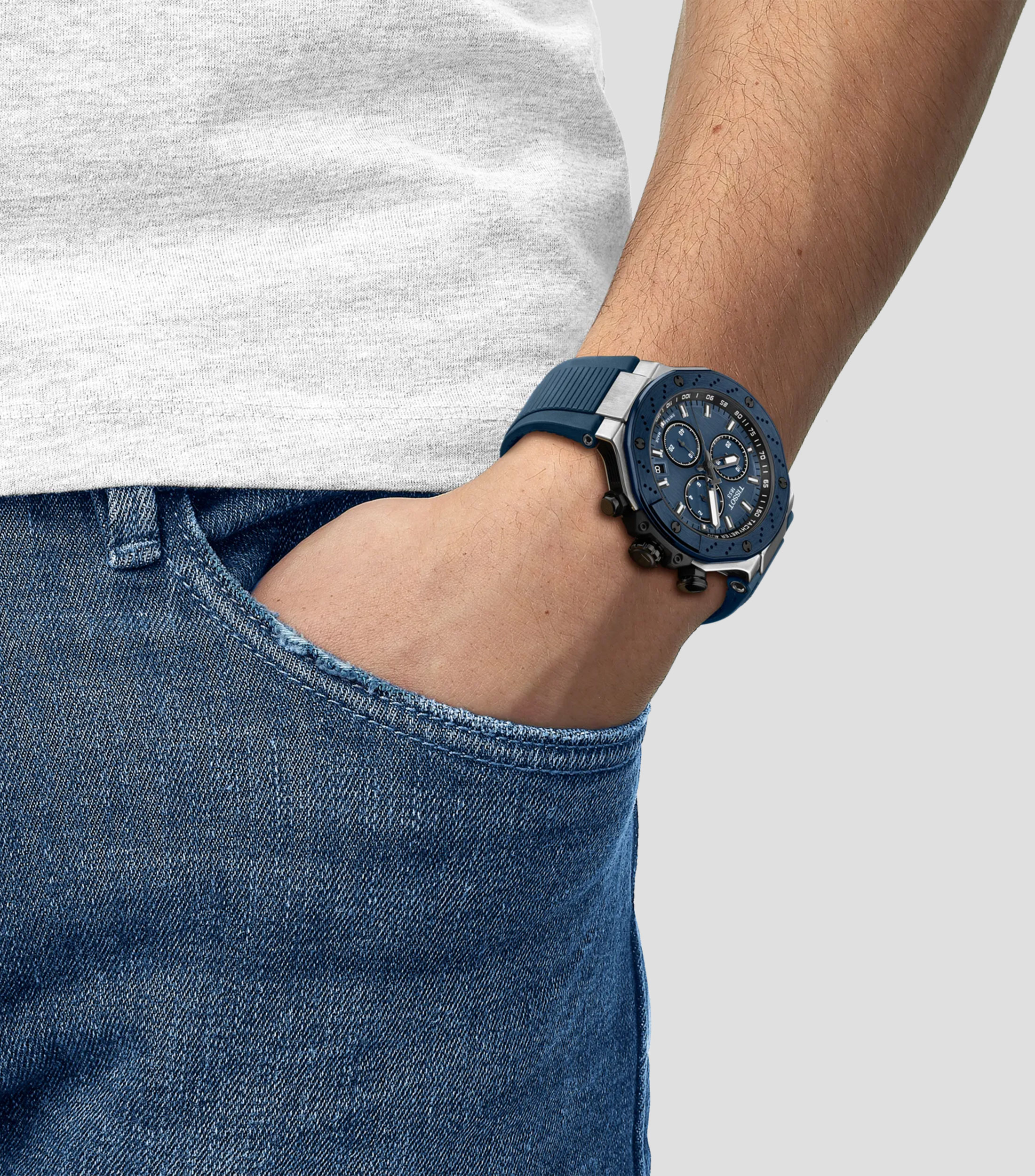 Reloj para Hombre T-Race deportivo azul, plateado