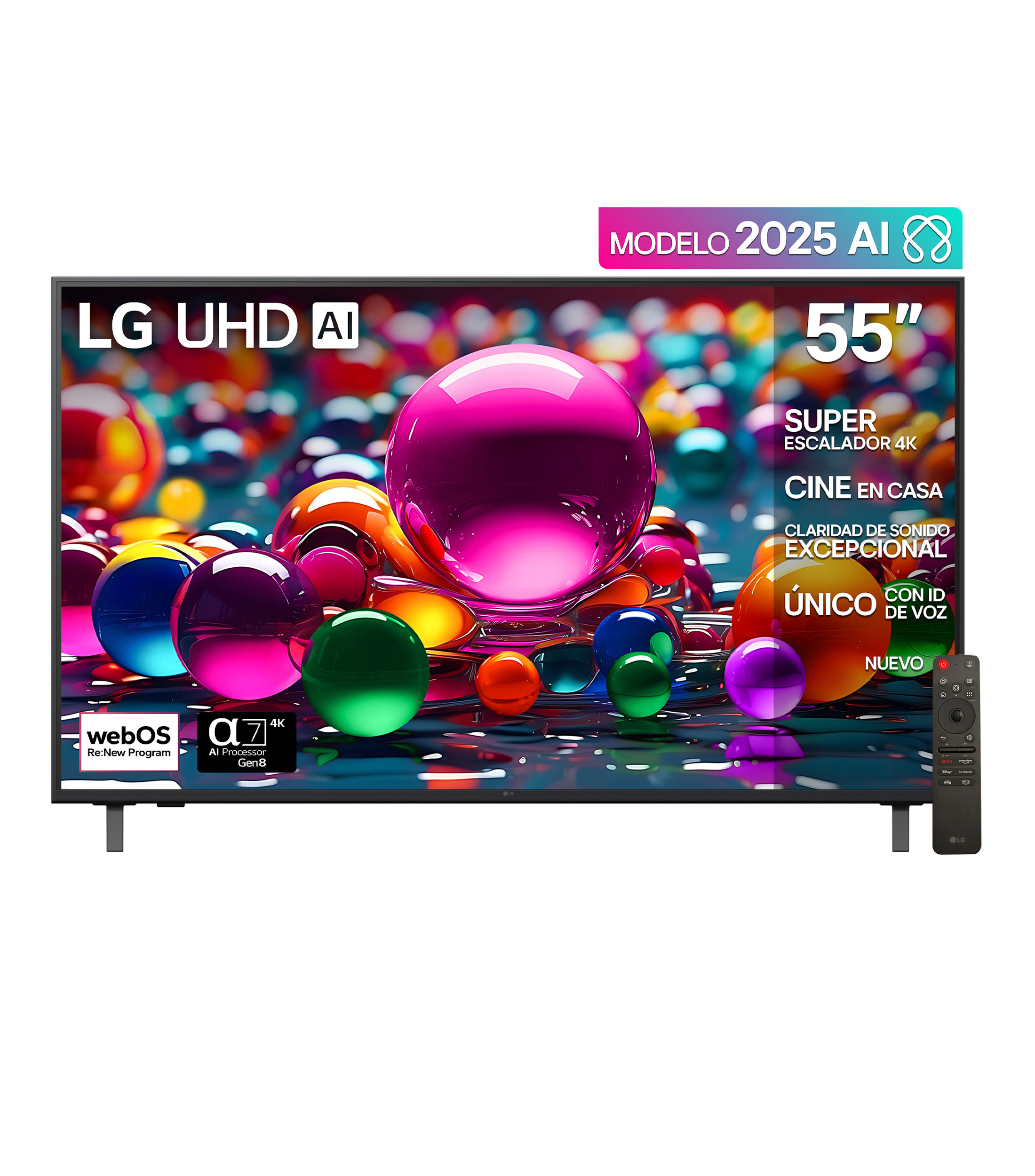 Pantalla 55 pulgadas LG UHD AI UA8050 4K SMART TV 2025