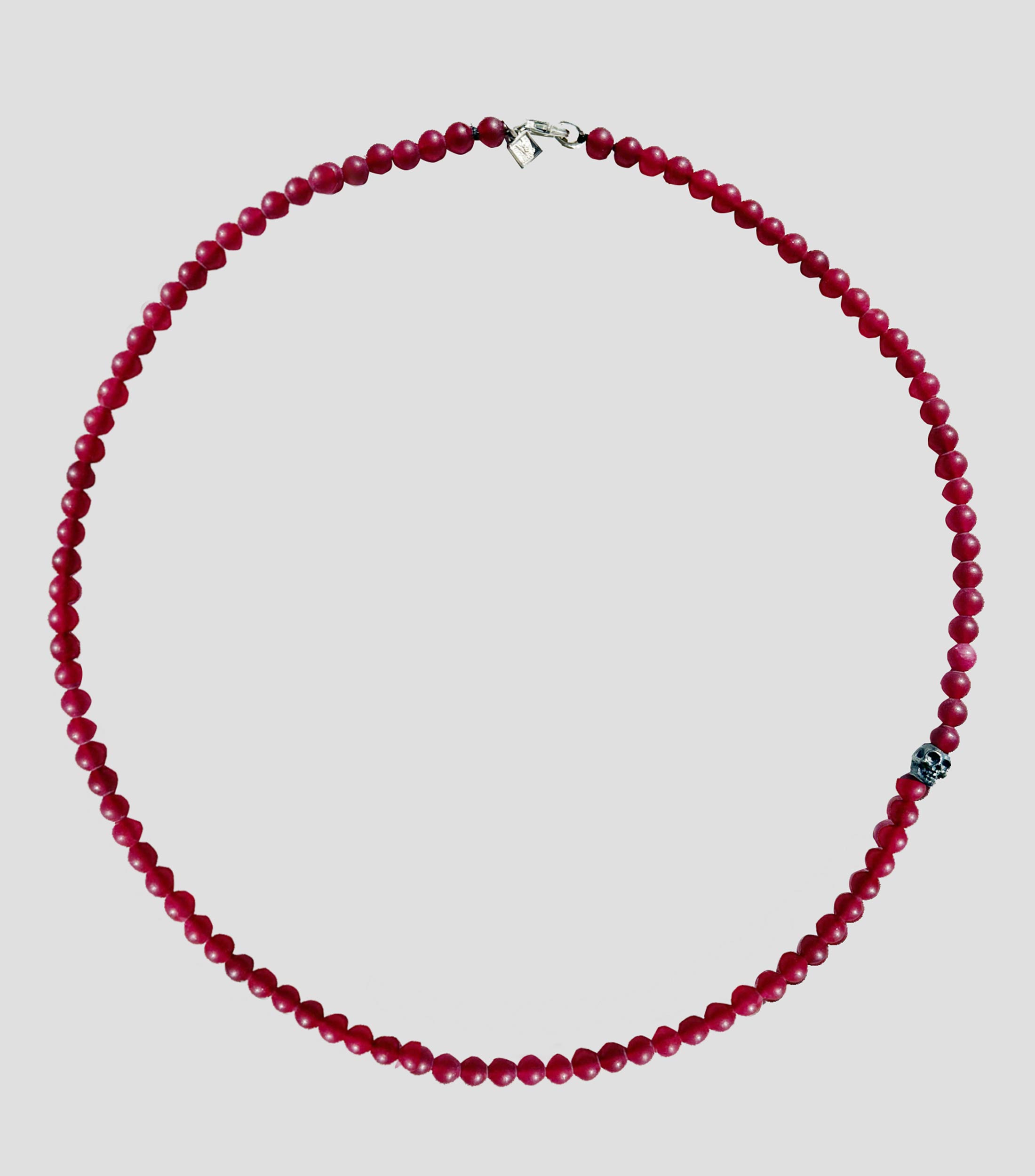 Collar de Piedra Granate Rojo Con Calavera Hombre