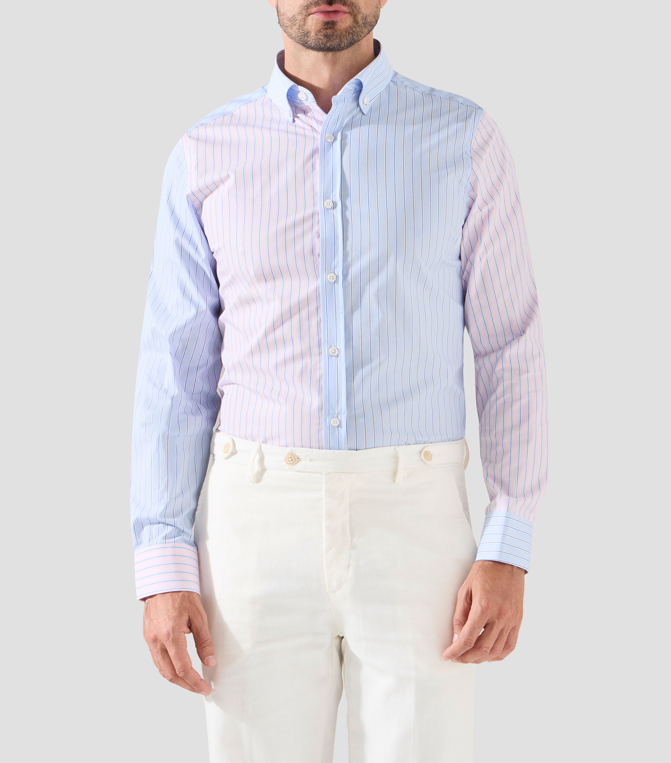 Camisa a rayas manga larga Hombre