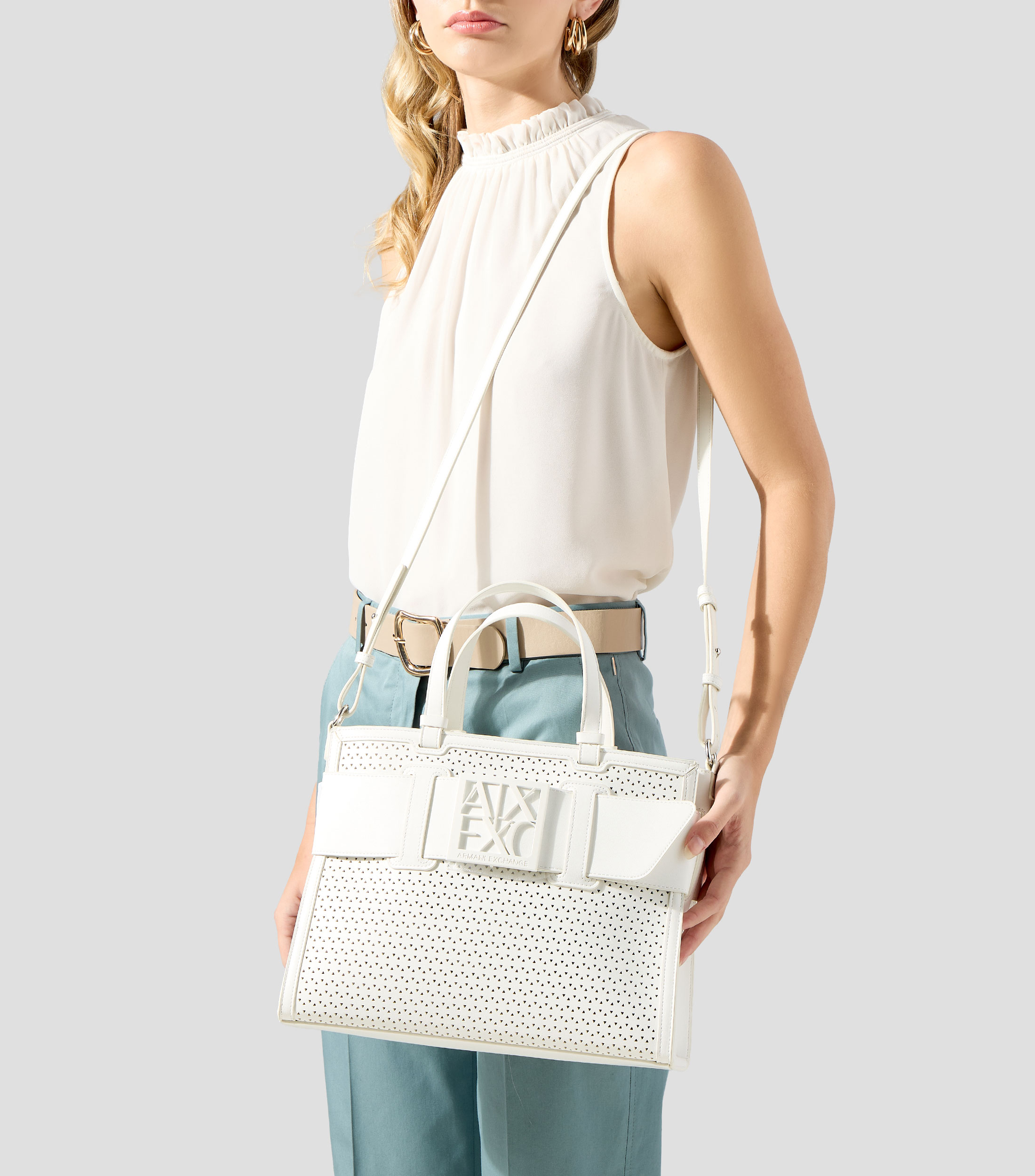 Bolsa tote shopping blanca lisa Mujer