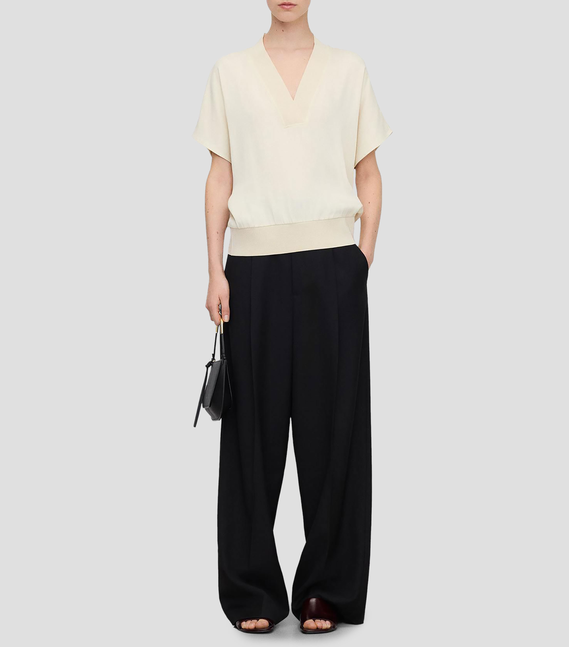 Blusa lisa manga corta Mujer