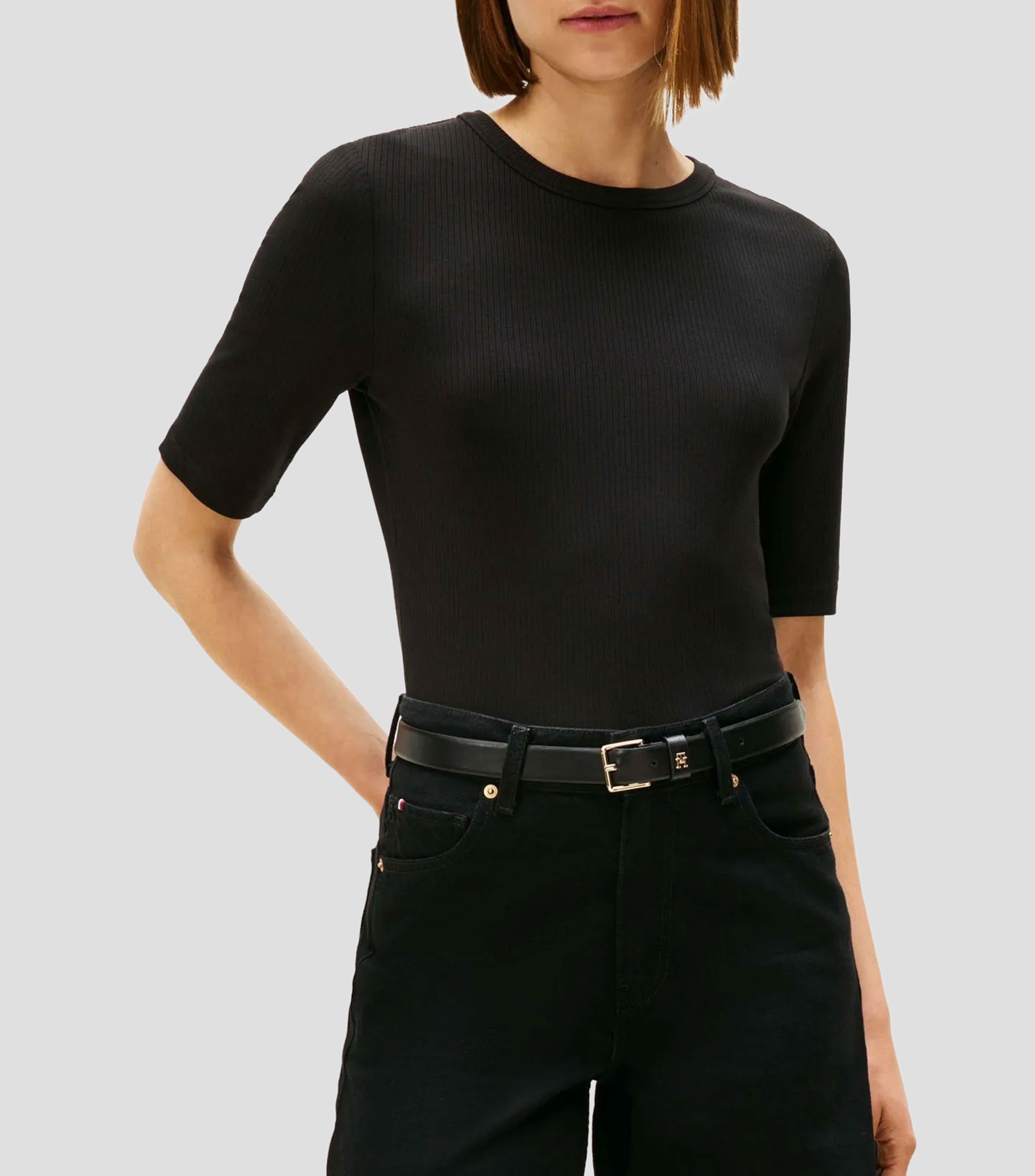 Playera cuello redondo manga corta lisa Mujer