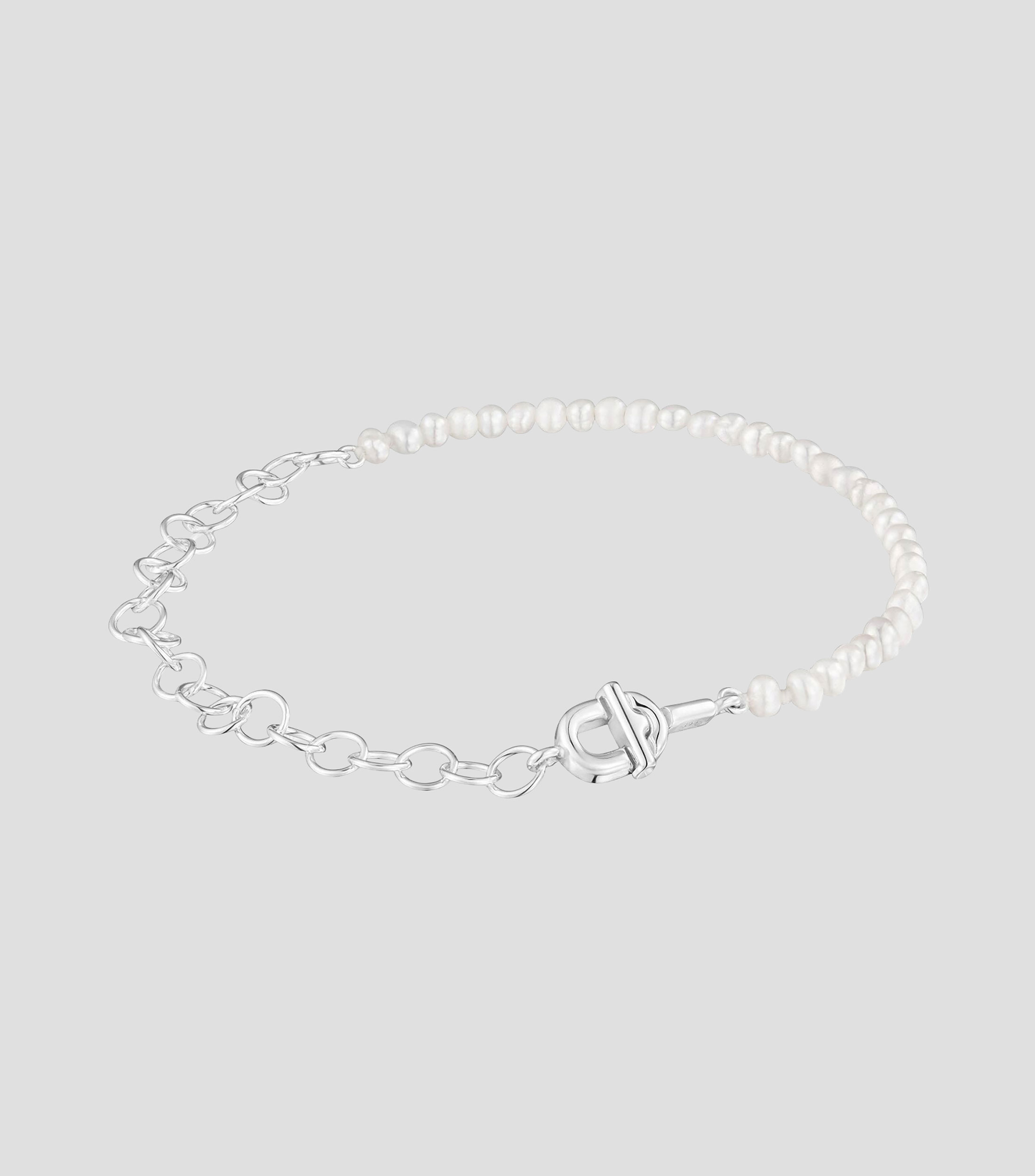 Pulsera en Plata y Perlas Mujer
