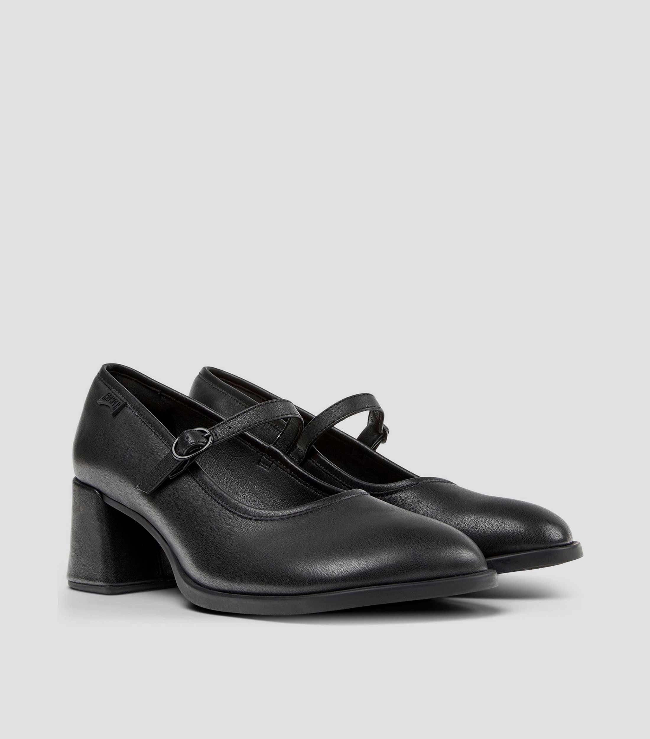 Zapatillas casuales Mary Jane tacón mediano ancho en piel Mujer