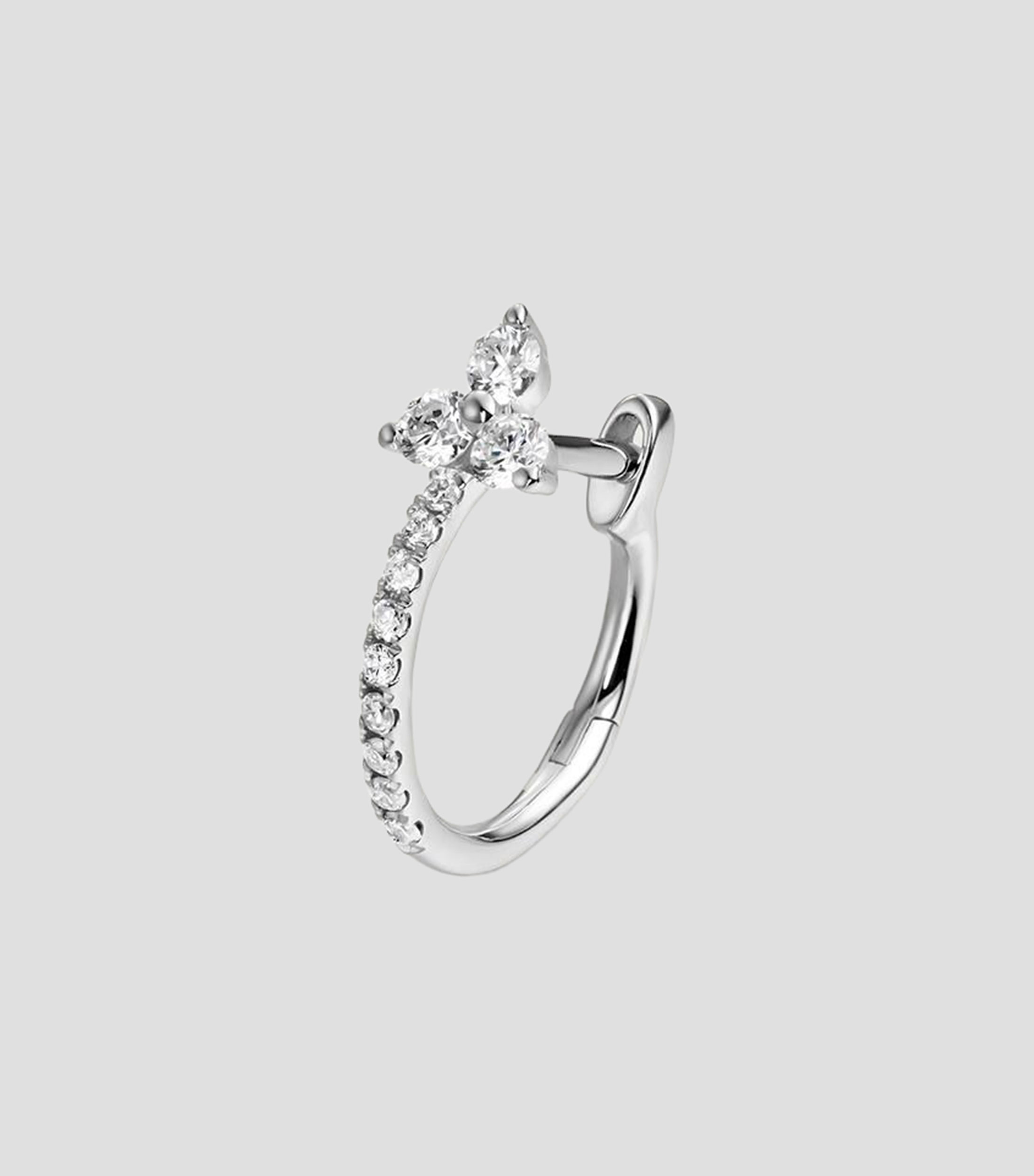 Arete de aro en oro blanco de 18 kilates con diamantes Dahia Mujer